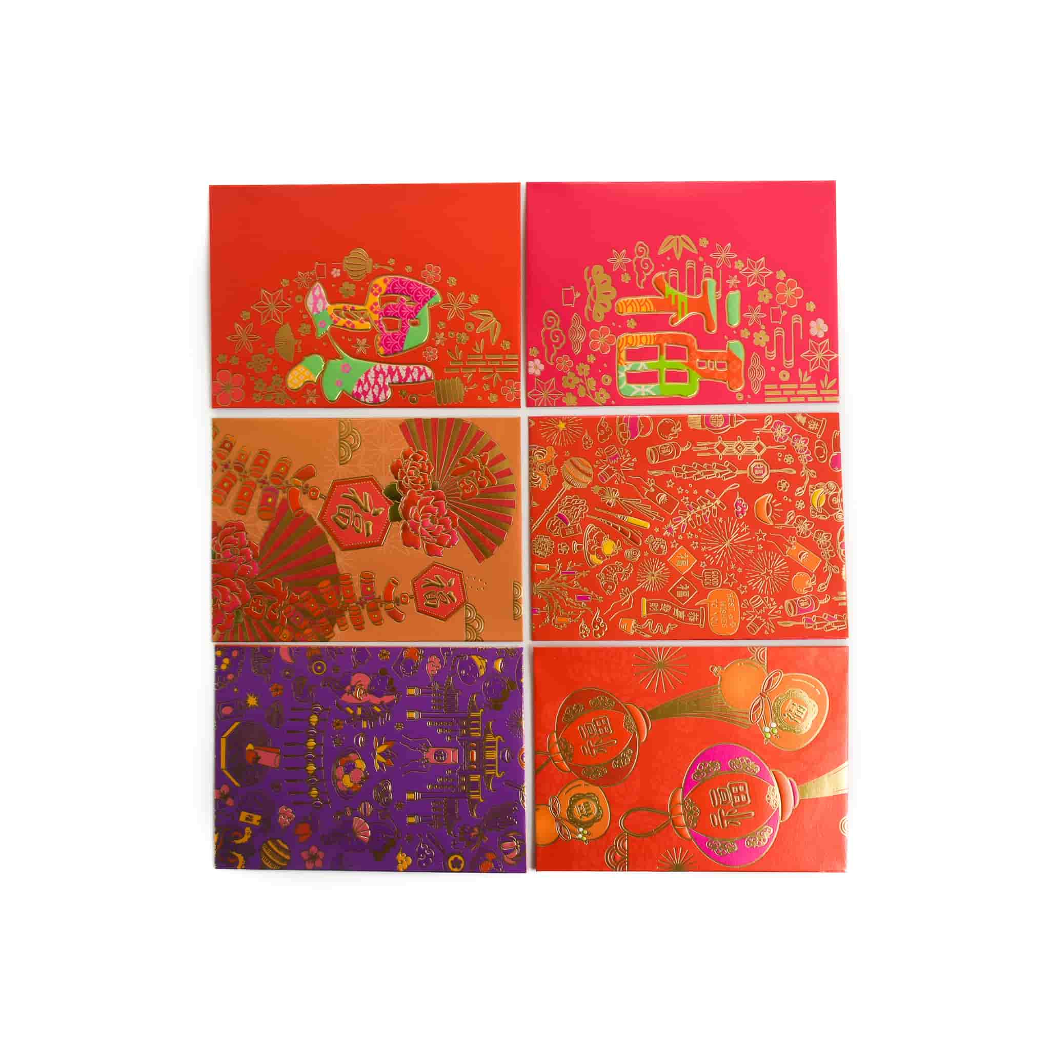 6x Small Purple & Red Envelopes - Image 2