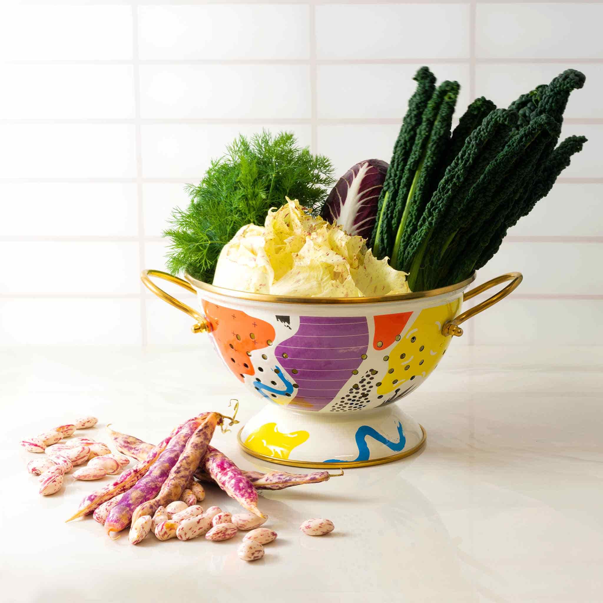 Abstract Enamel Colander, 22cm - Image 4