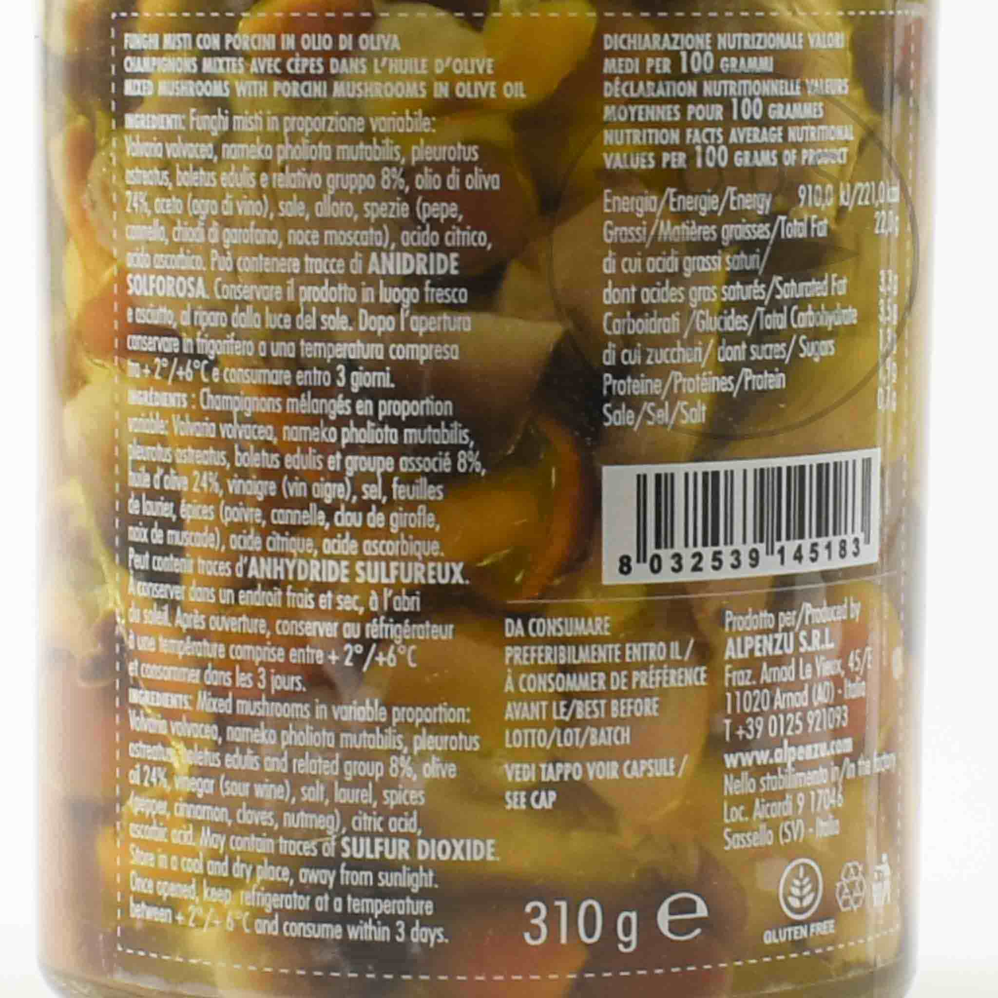 Alpenzu Mixed Mushrooms with Porcini Mushrooms in Olive Oil, 310g - Image 2