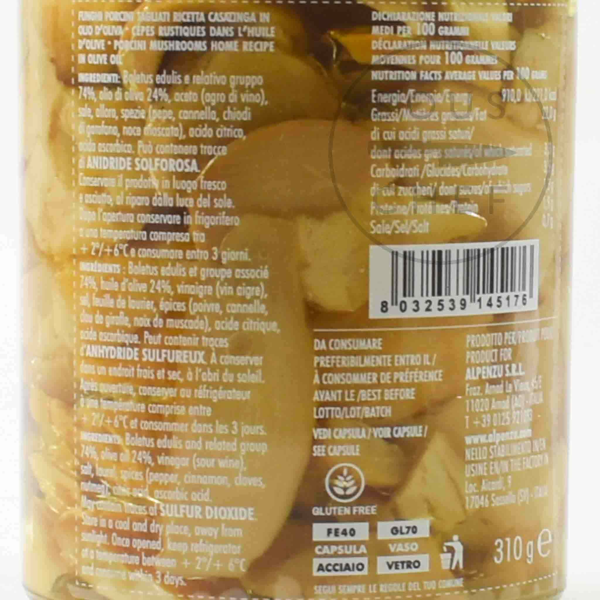 Alpenzu Porcini Mushrooms in Olive Oil, 310g - Image 2