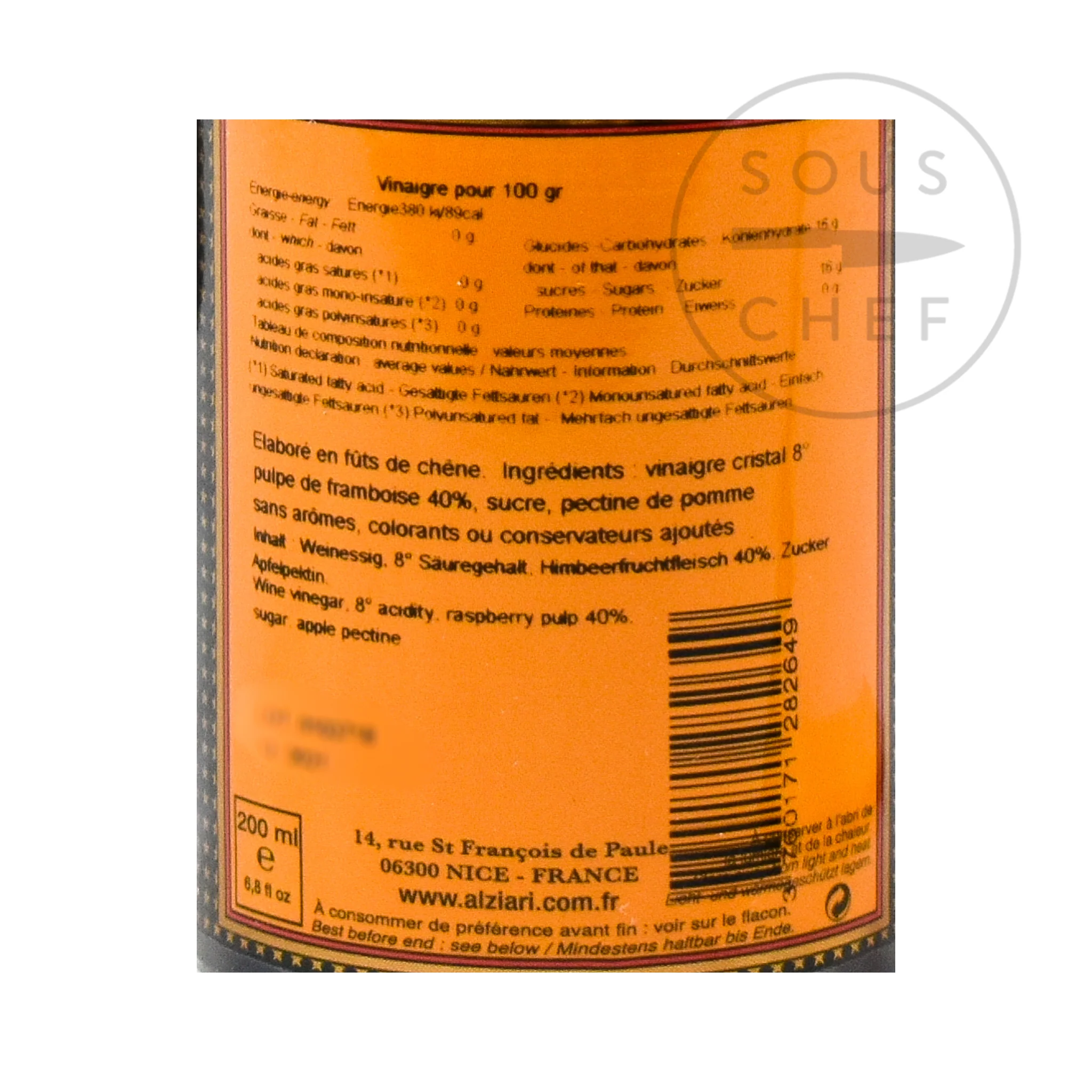 Nicolas Alziari Raspberry Vinegar, 200ml - Image 4