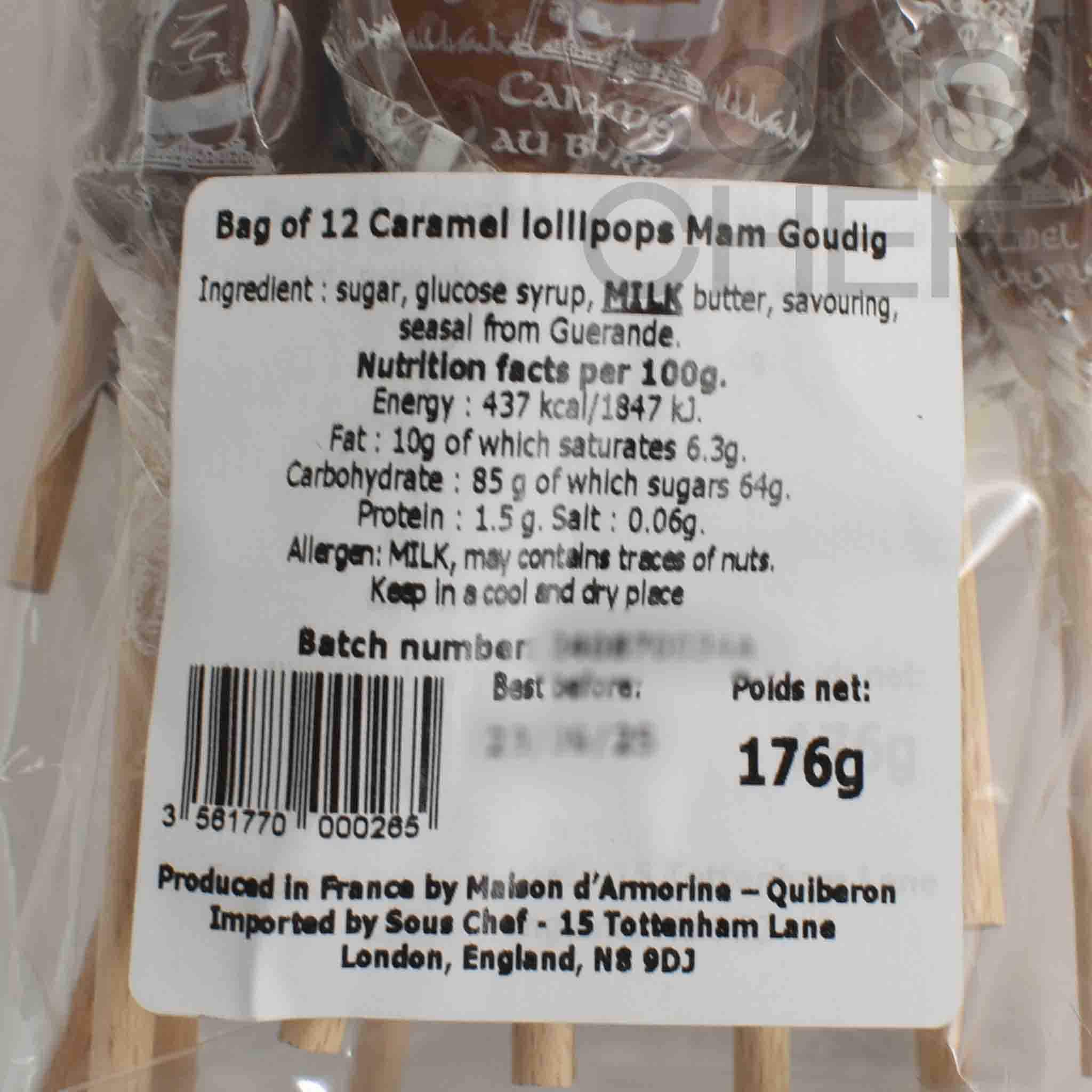 Bag of 12 French Salted Butter Caramel Lollipops, 176g - Image 2