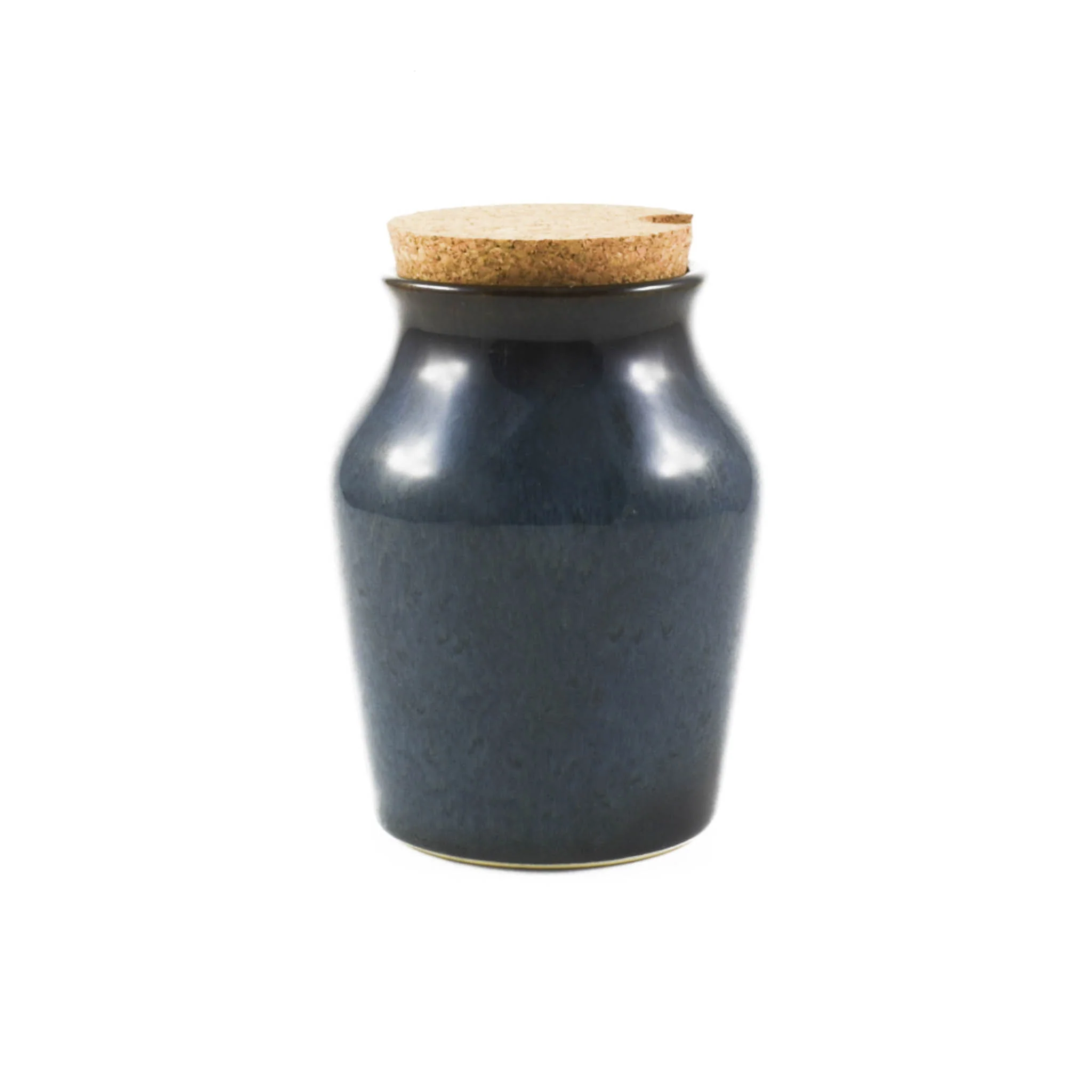 Blue Glaze Salt Pot with Cork Lid - Image 4