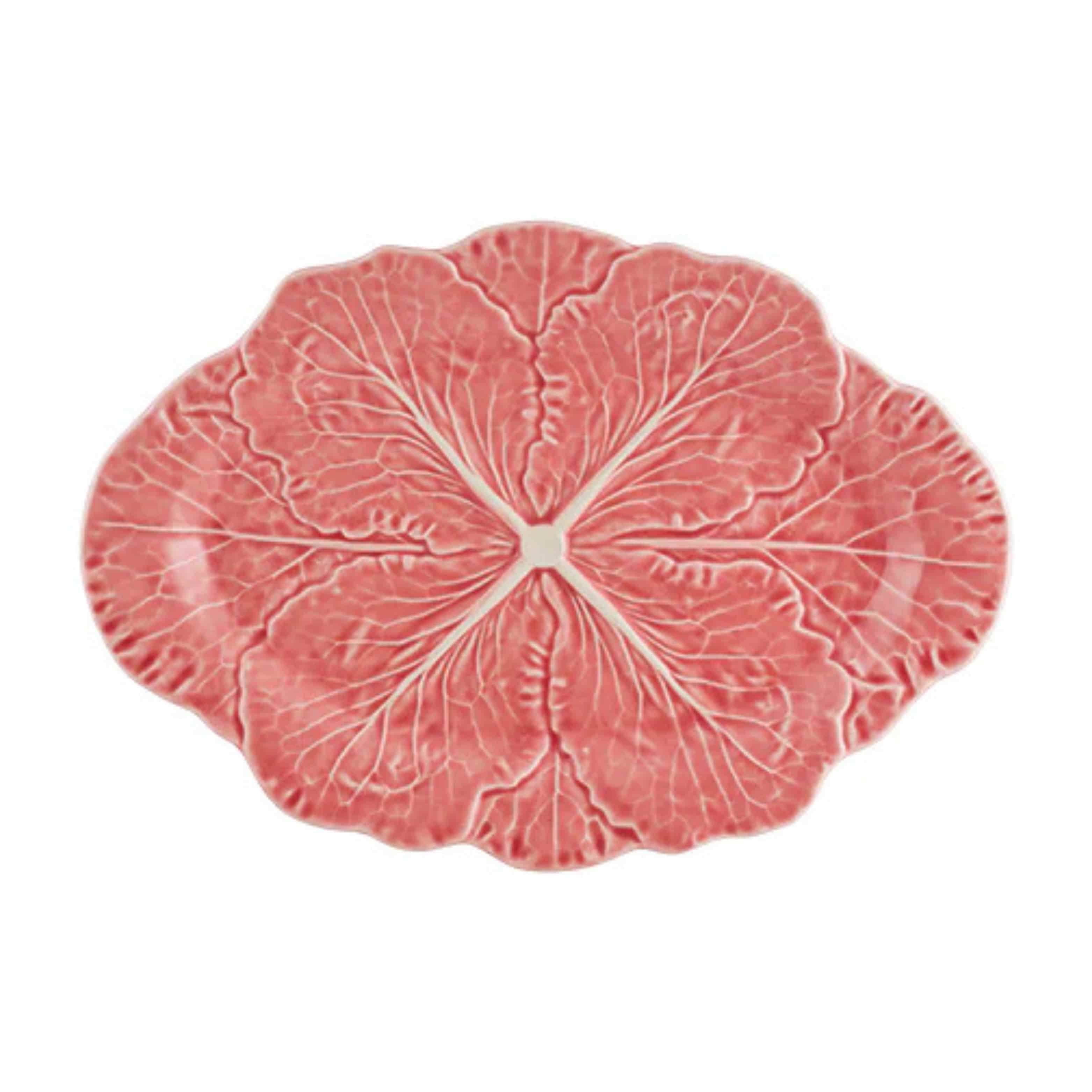 Bordallo Pinheiro Pink Cabbage Leaf Oval Platter, 37.5cm