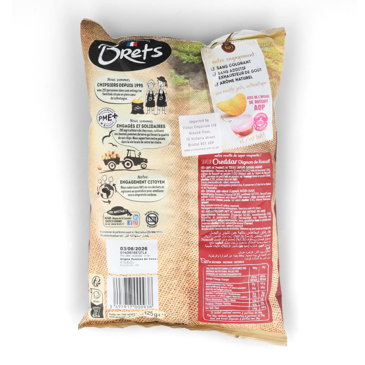 Bret's Cheddar & Onion Crisps, 125g - Image 2