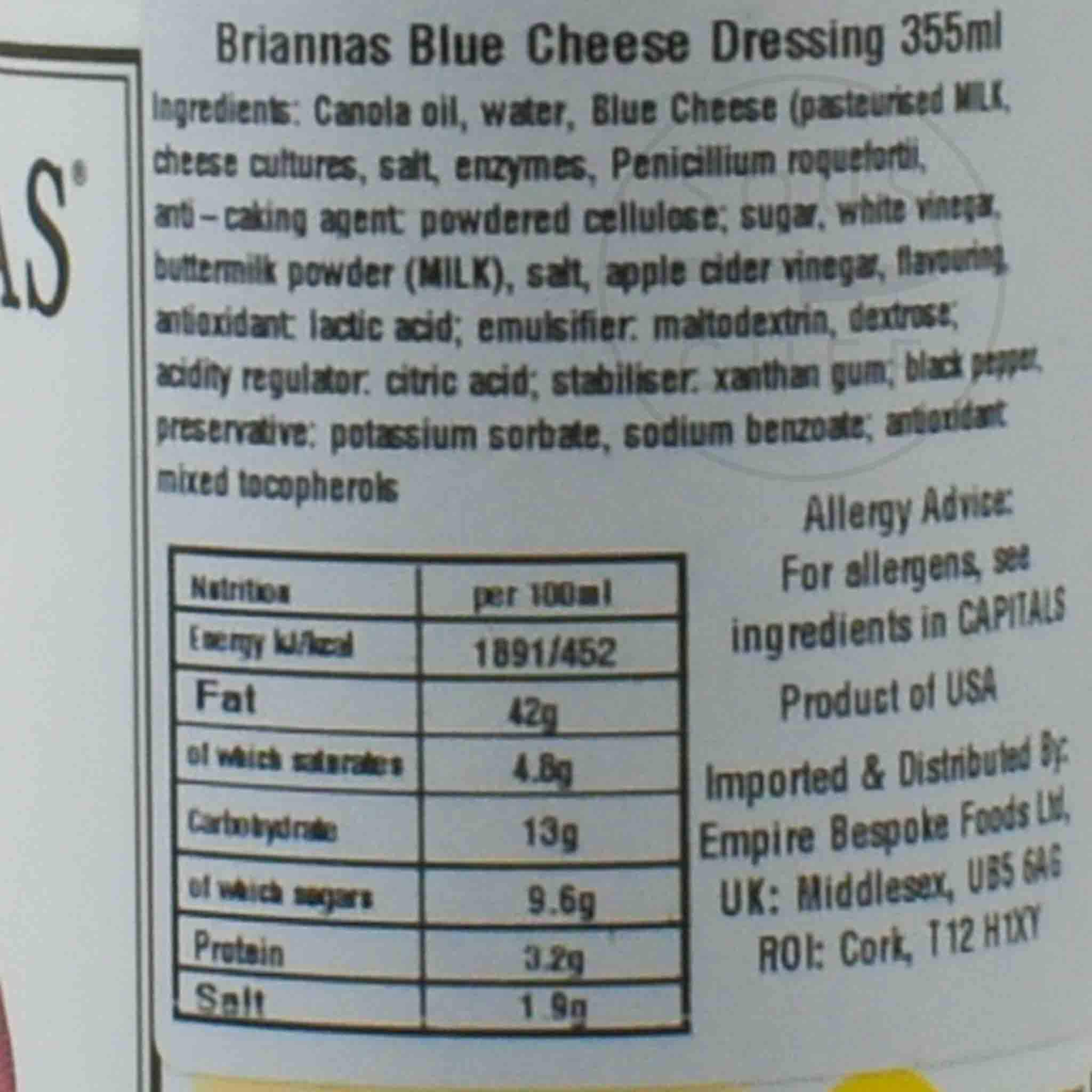 Briannas Blue Cheese Dressing, 355ml - Image 2