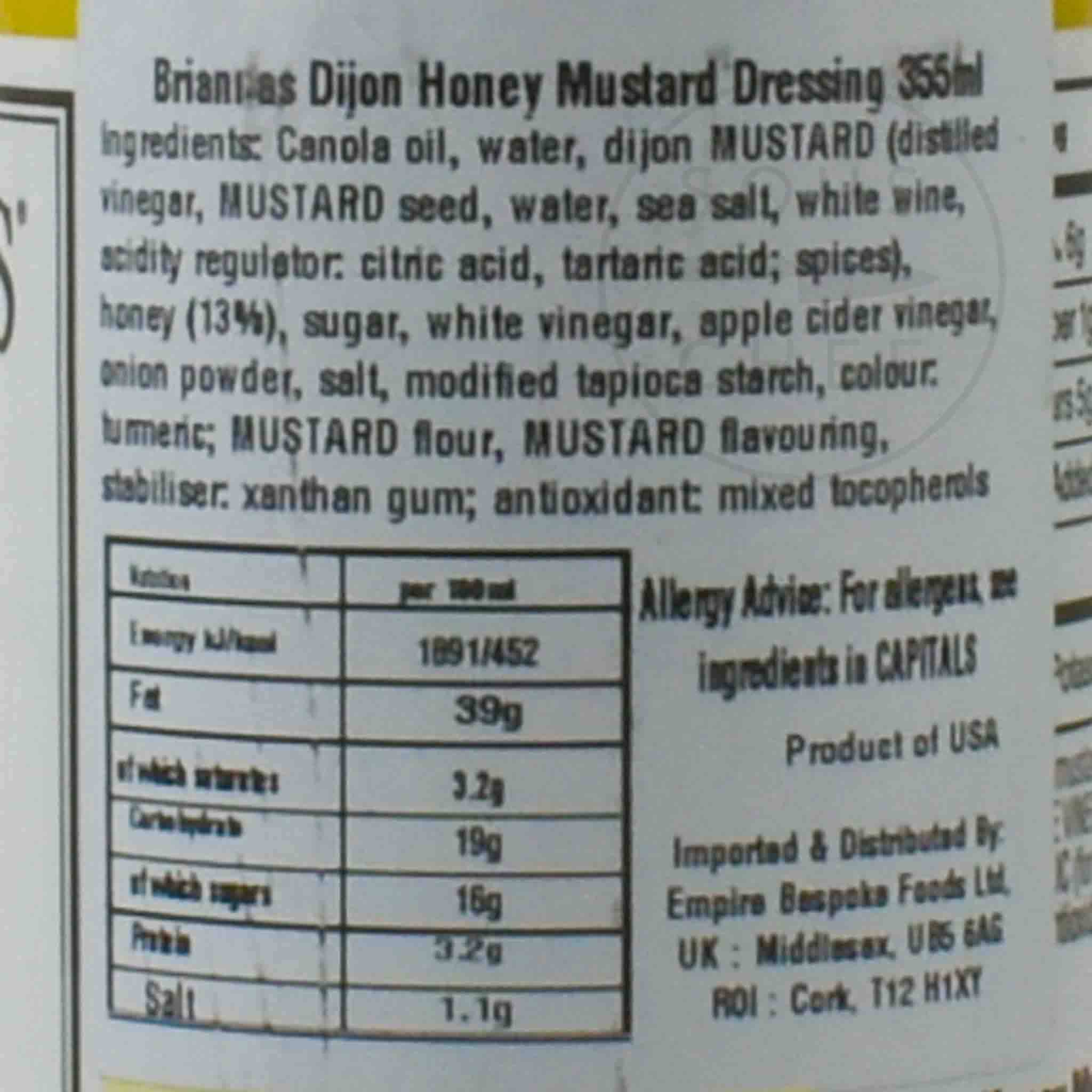 Briannas Dijon Honey Mustard Dressing, 355ml - Image 2