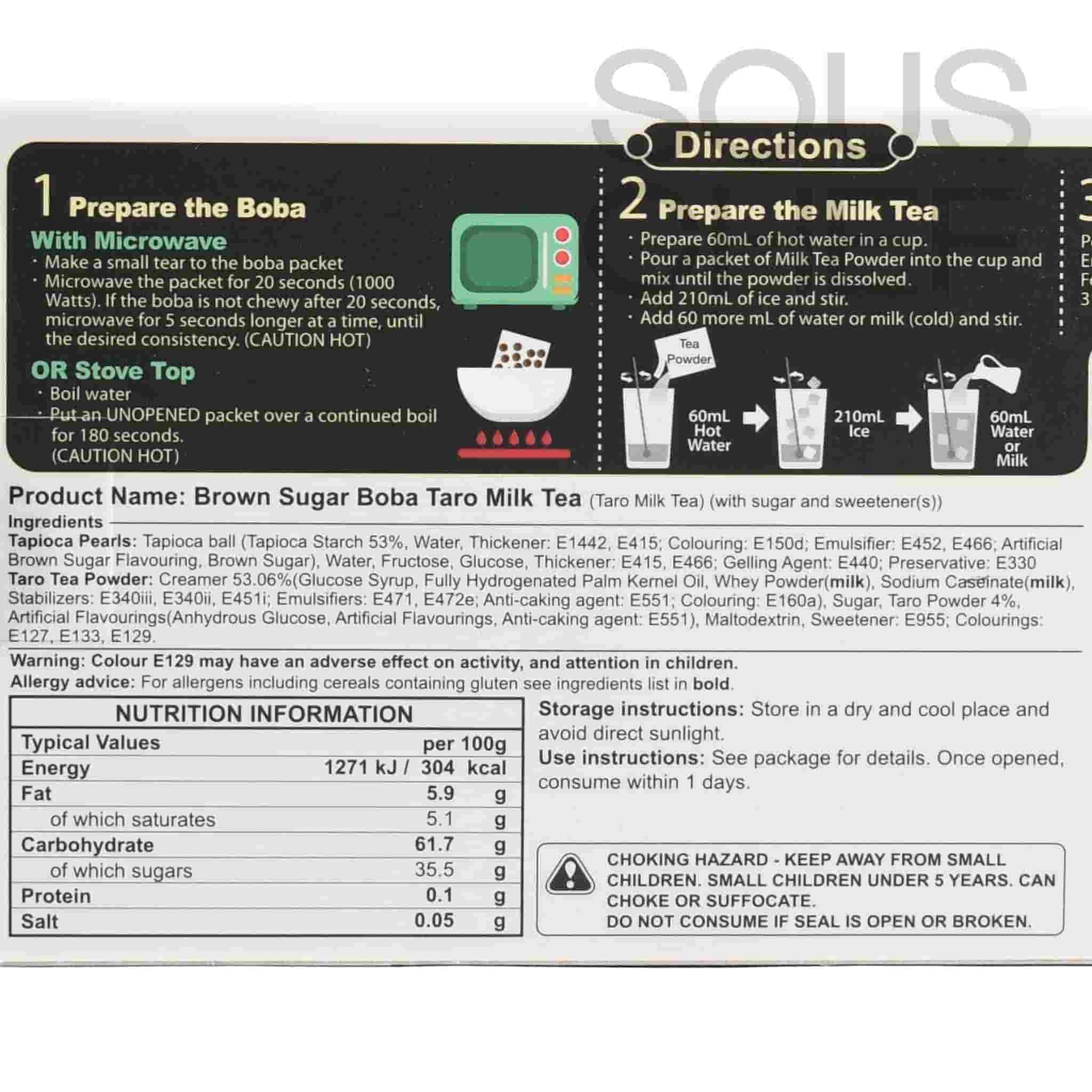 Brown Sugar Boba Taro Milk Tea Kit, 3 sets - Image 2