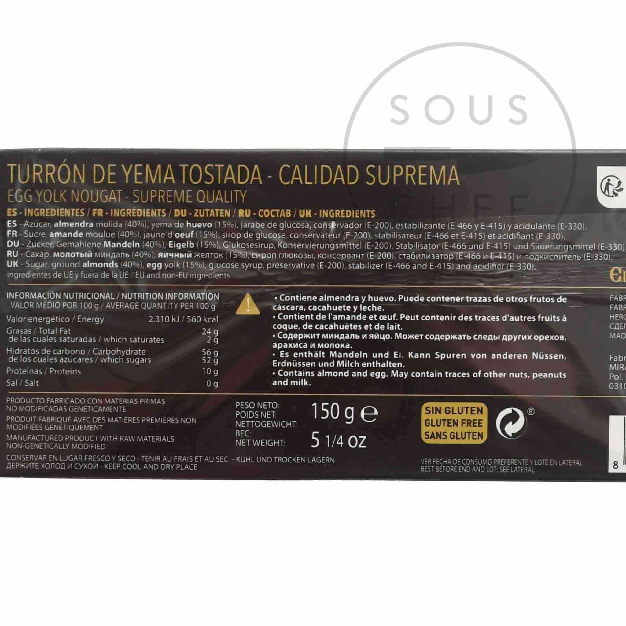 Caramel, Egg Yolk & Marzipan Turron, 150g - Image 2