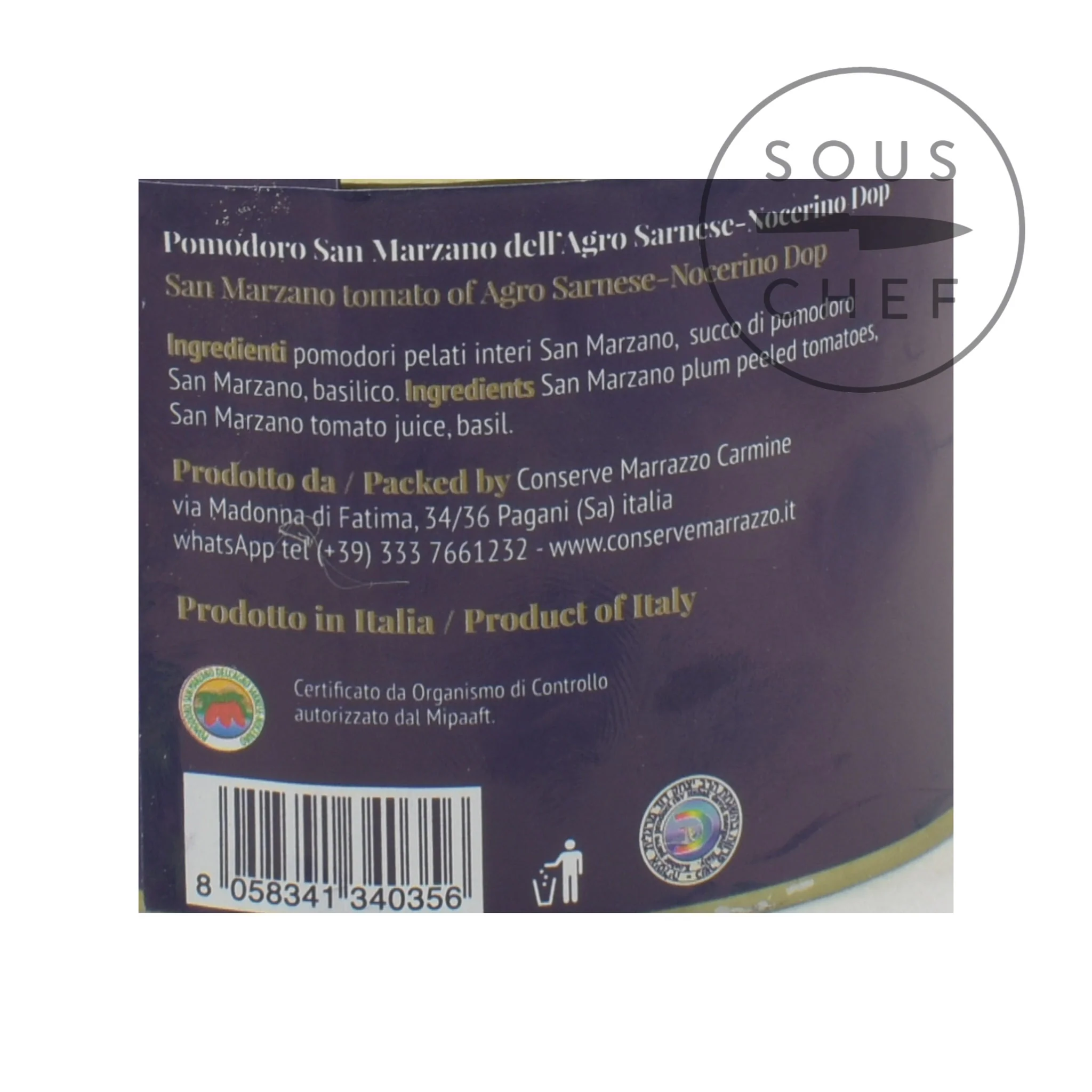 Casa Marrazzo DOP San Marzano Peeled Tomatoes with Basil, 420g - Image 3