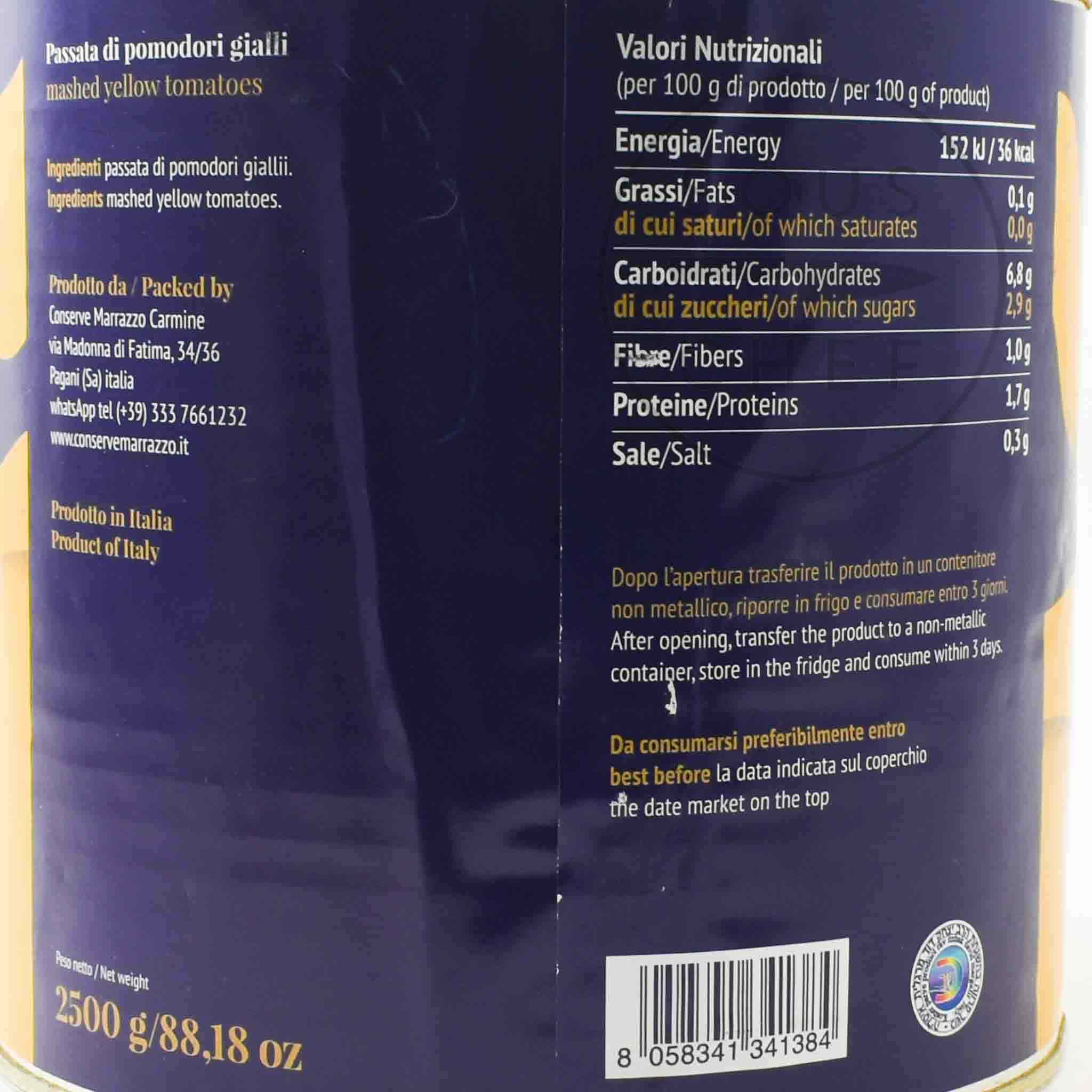Casa Marrazzo Yellow Tomato Puree, 3kg - Image 2