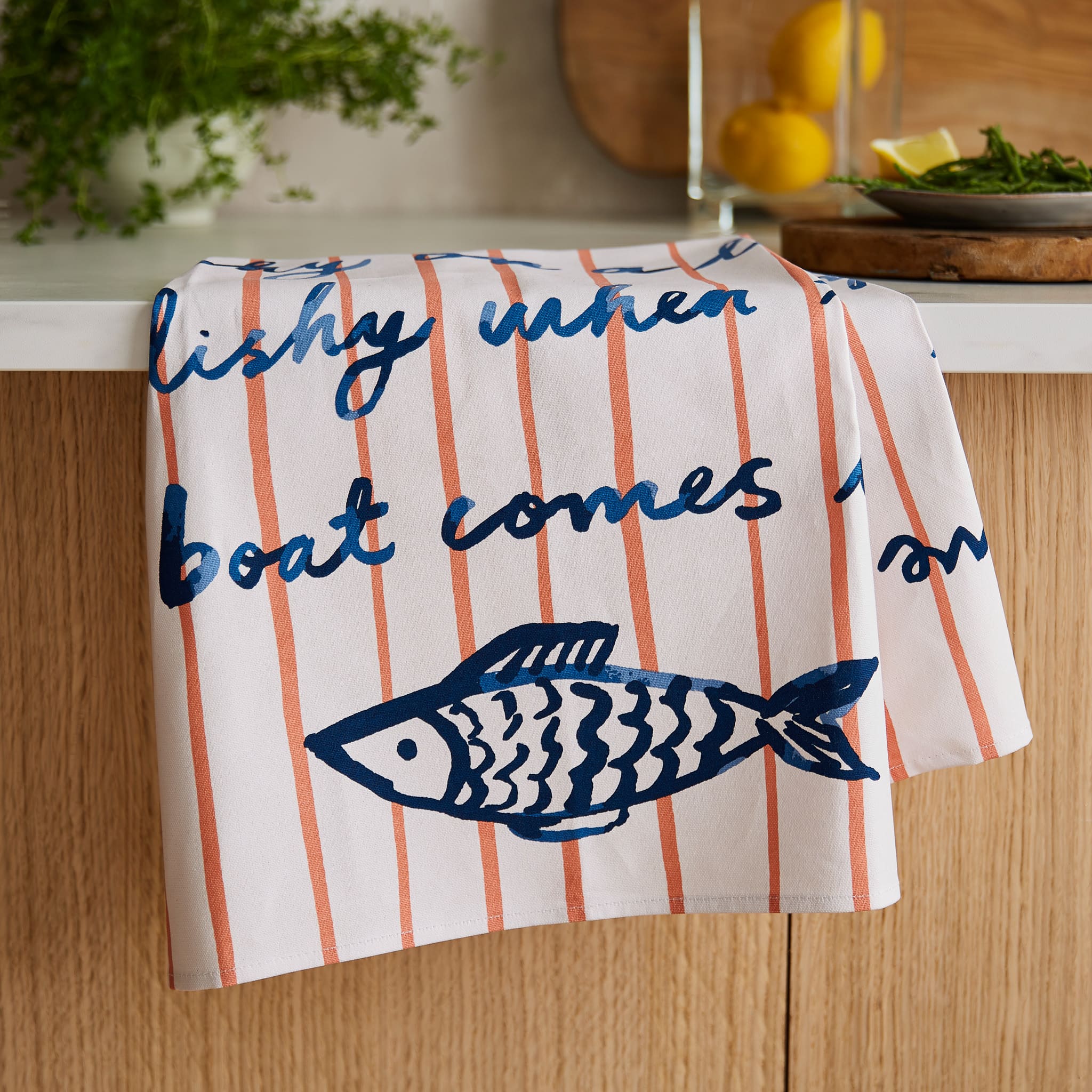Catch of the Day Stripe Tea Towel - Image 2