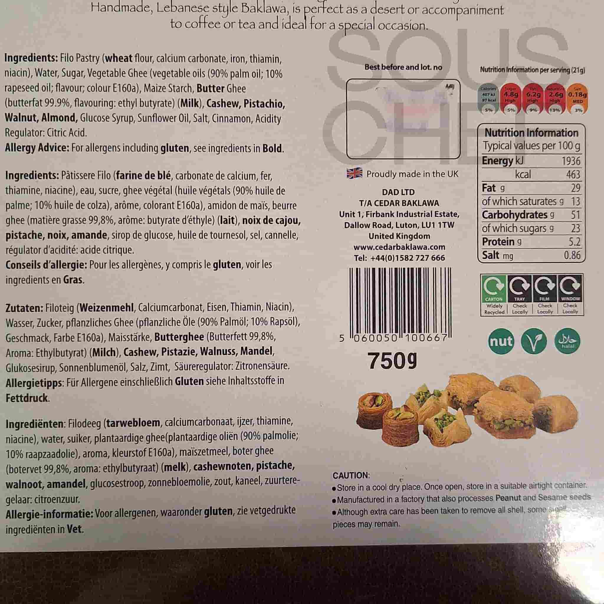 Cedar Handmade Baklawa Selection, 750g - Image 2