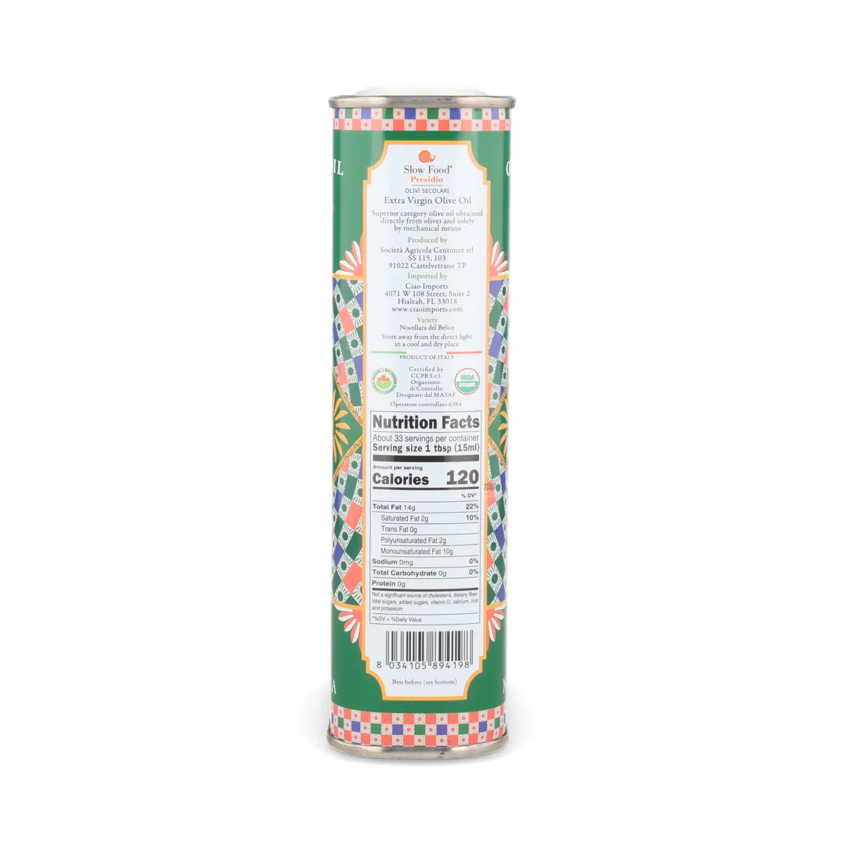 Centonze Organic Extra Virgin Olive Oil in Tin, 500ml - Image 2