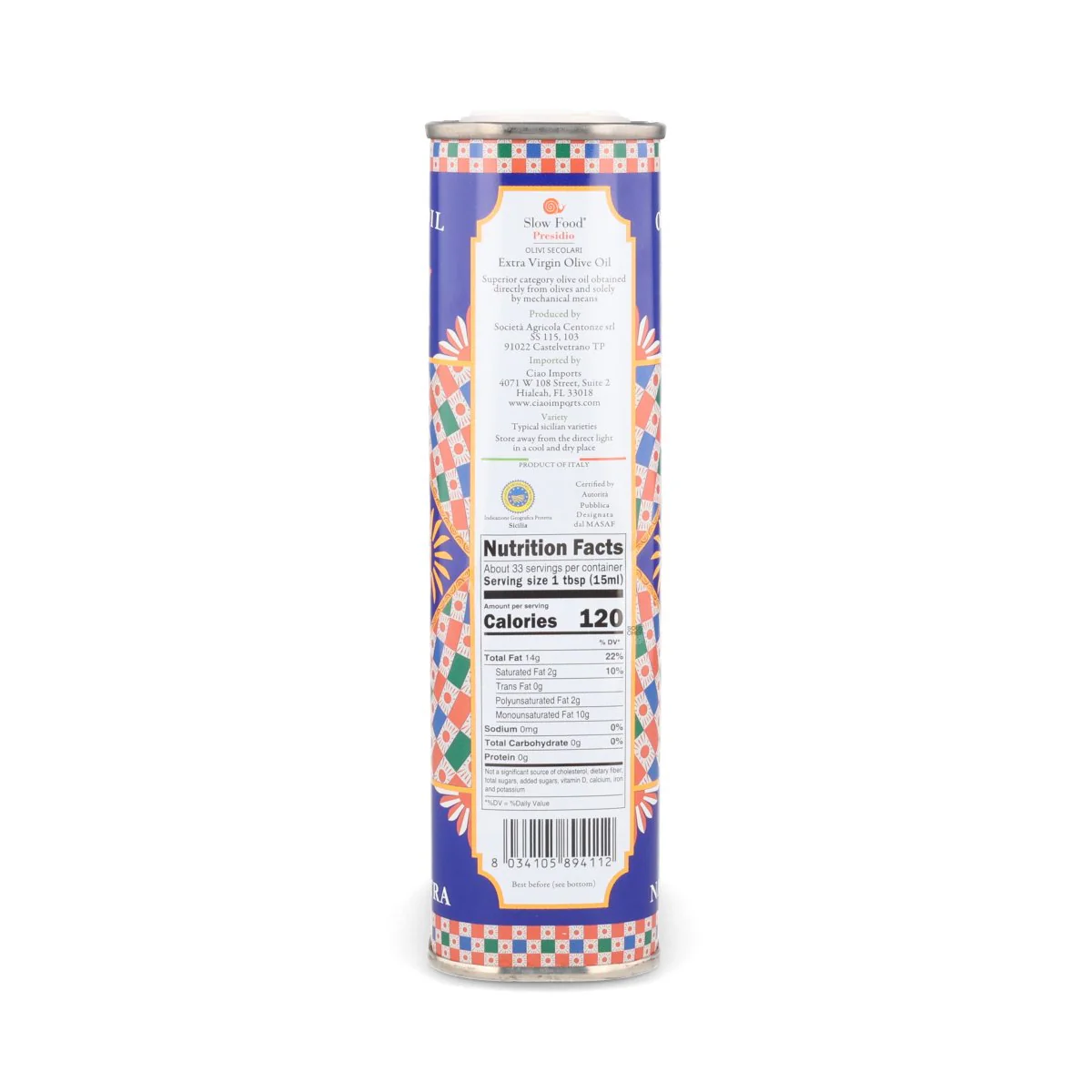 Centonze PGI Sicilian Extra Virgin Olive Oil in Tin, 500ml - Image 2