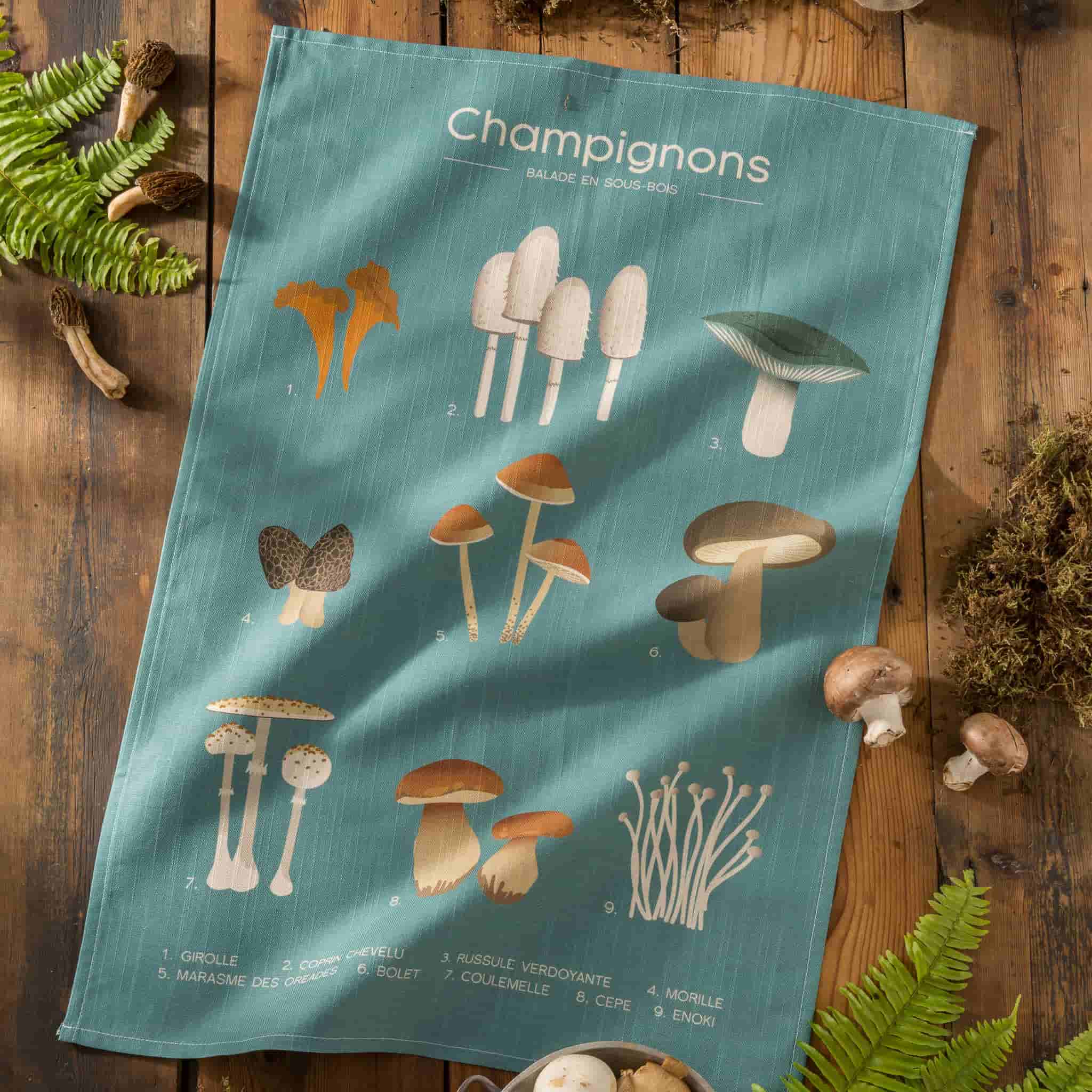 Champignons French Tea Towel - Image 2