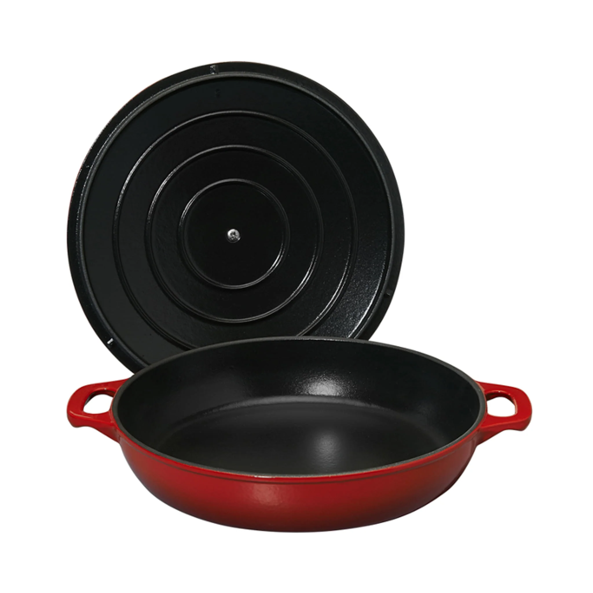 Chasseur Red Cast Iron Low Casserole, 24cm - Image 2