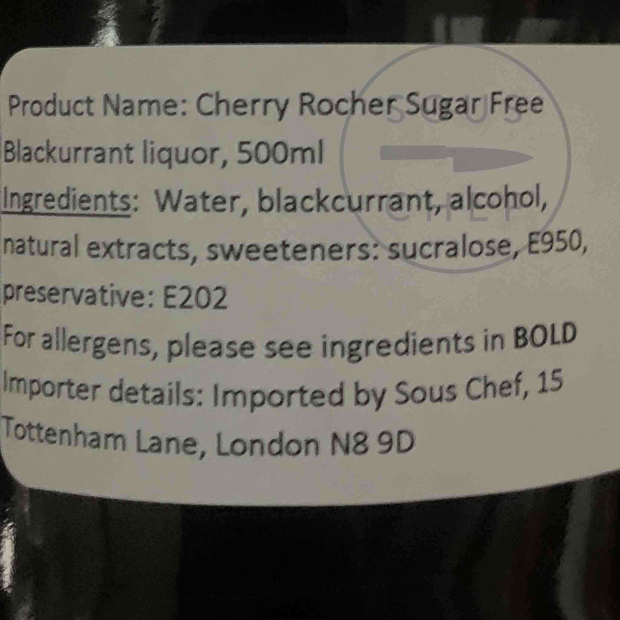 Cherry Rocher Sugar Free Blackcurrant Liqueur, 500ml - Image 2