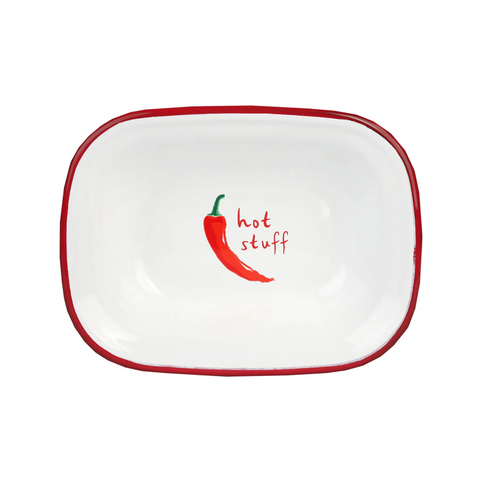 Chilli Printed Enamel Small Roasting Dish, 20cm - Image 2