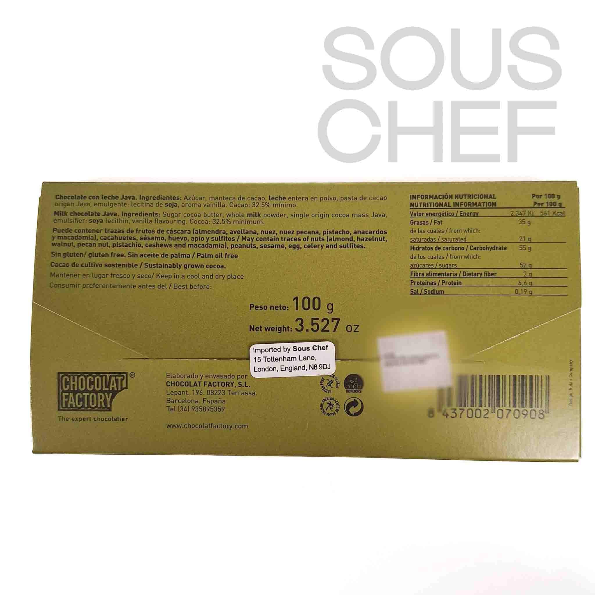 Chocolat Factory Java Milk Chocolate Bar, 100g - Image 2