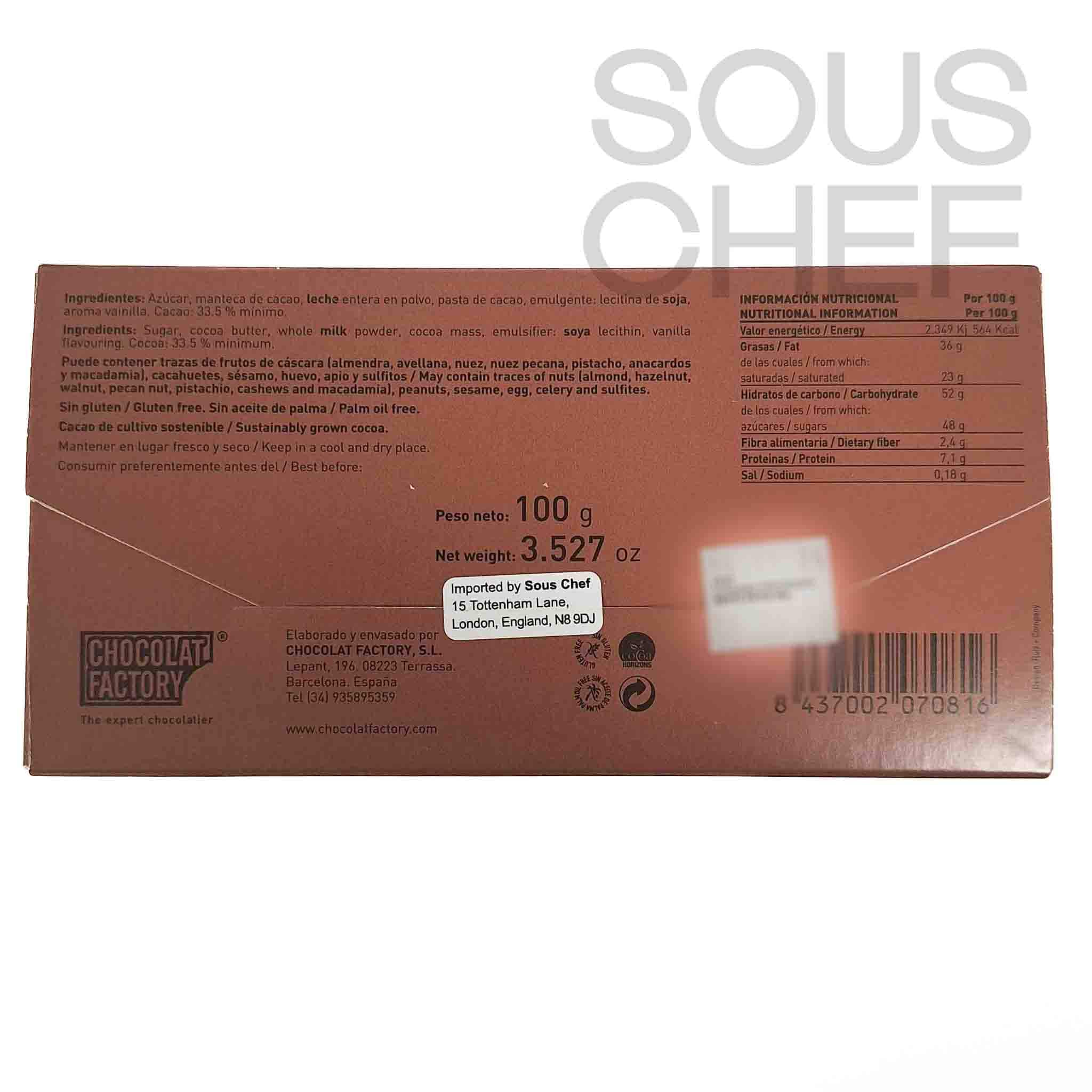 Chocolat Factory Milk Chocolate Bar, 100g - Image 2