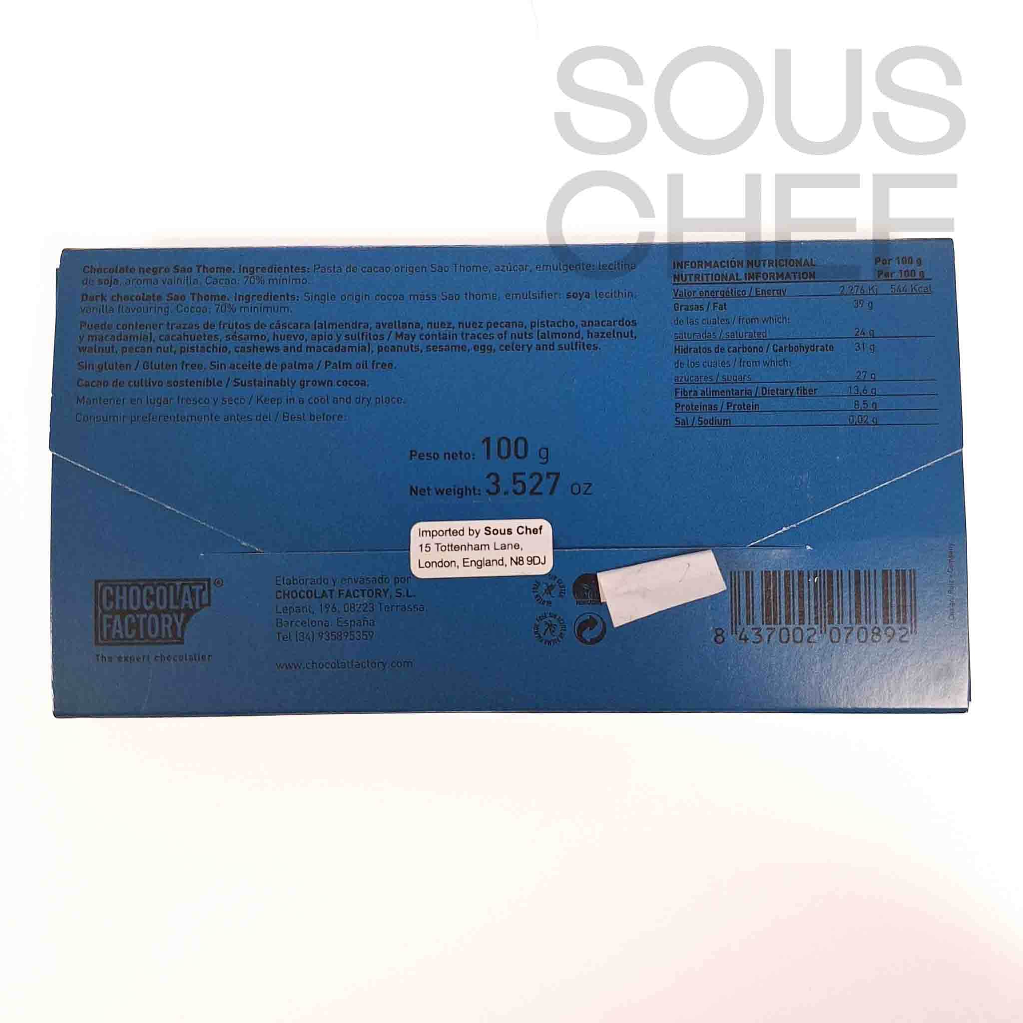 Chocolat Factory Sao Thome Dark Chocolate Bar, 100g - Image 2