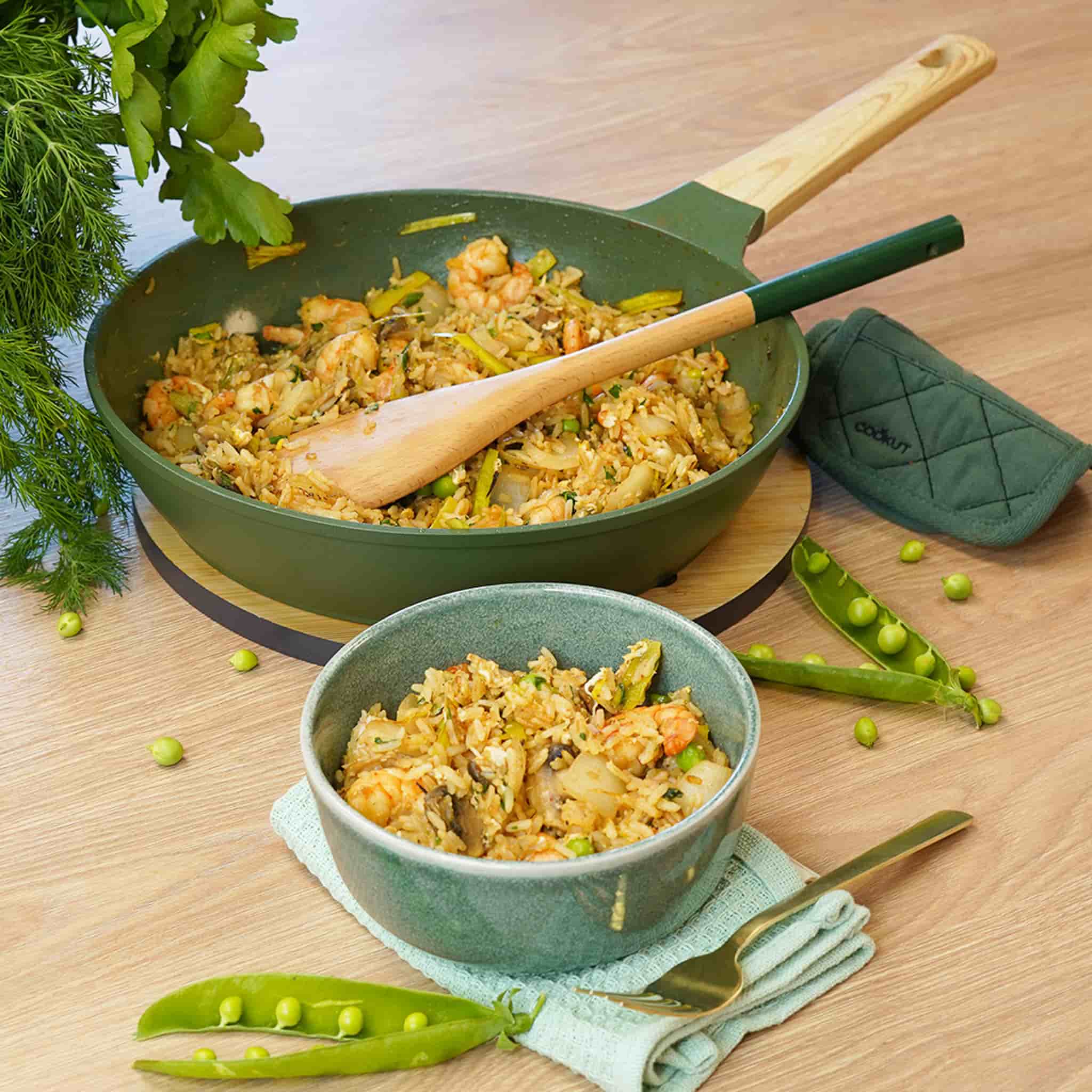 Cookut Lightweight Non-Stick Frying Pan, Green, BPA Free - Image 2