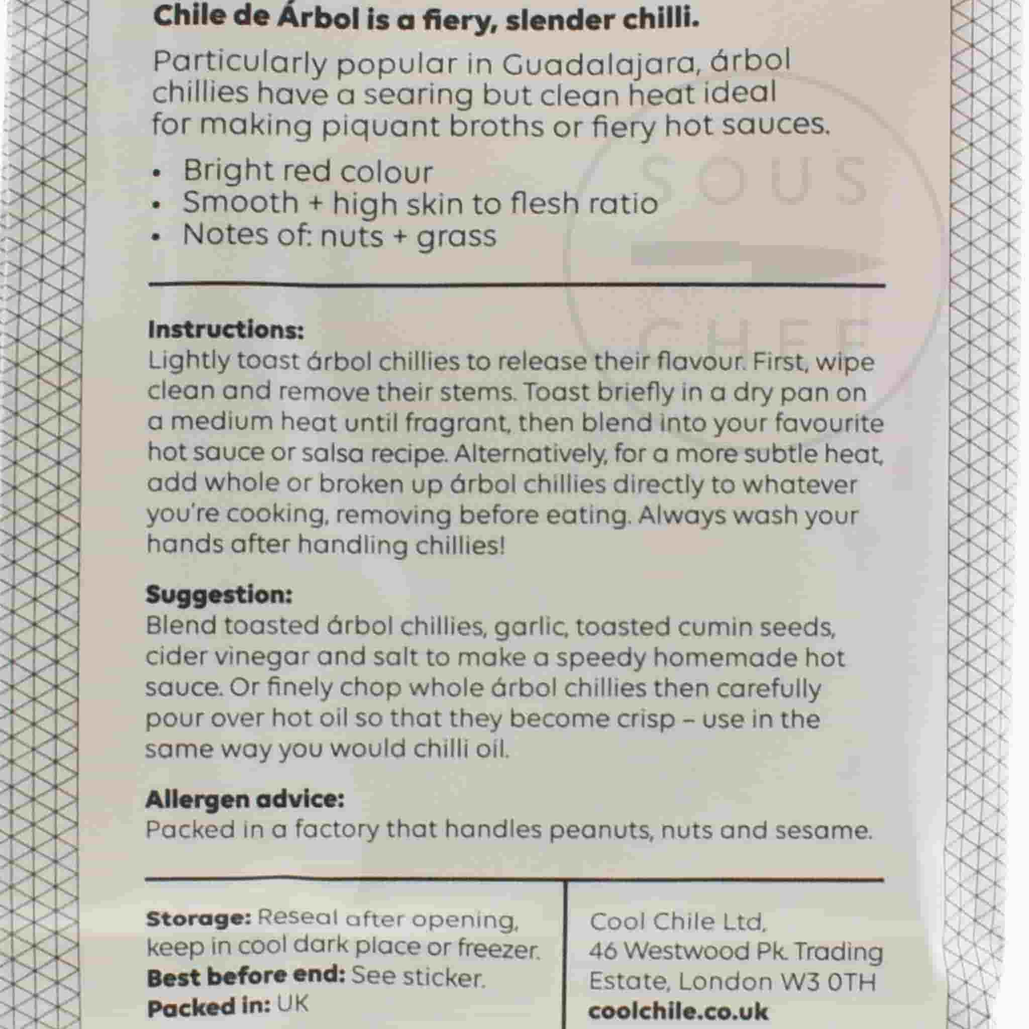 Cool Chile Co De Arbol Chillies, 20g - Image 2