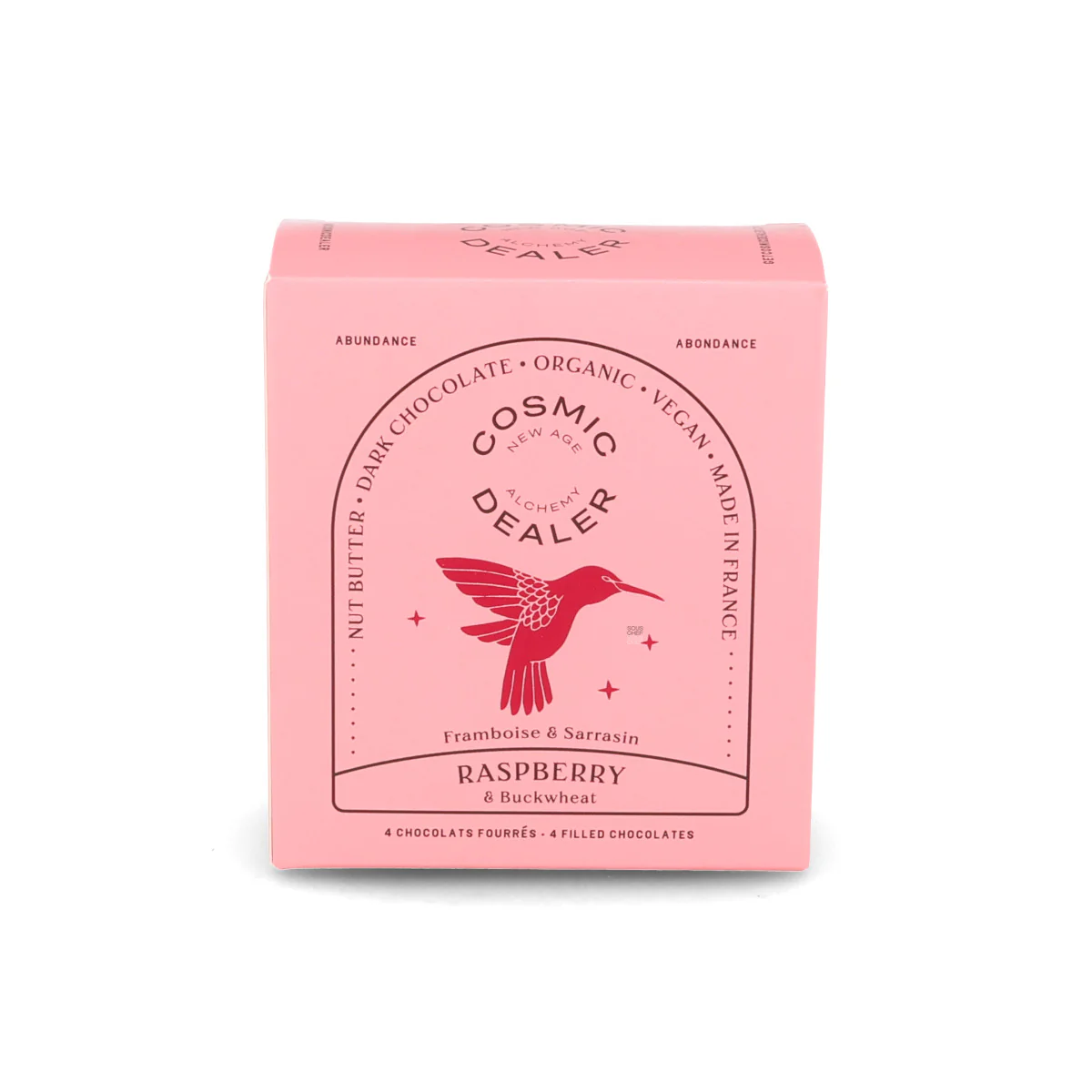 Short Dated Cosmic Dealer Box of 4 Raspberry & Buckwheat Filled Chocolates, 80g - Image 2