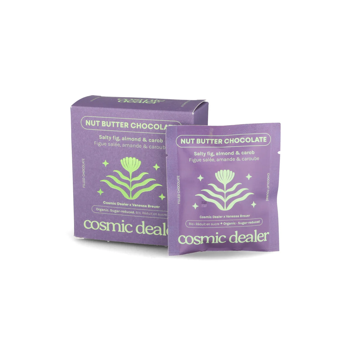 Cosmic Dealer Box of 4 Salty Fig with Almond & Carob Filled Chocolates, 80g