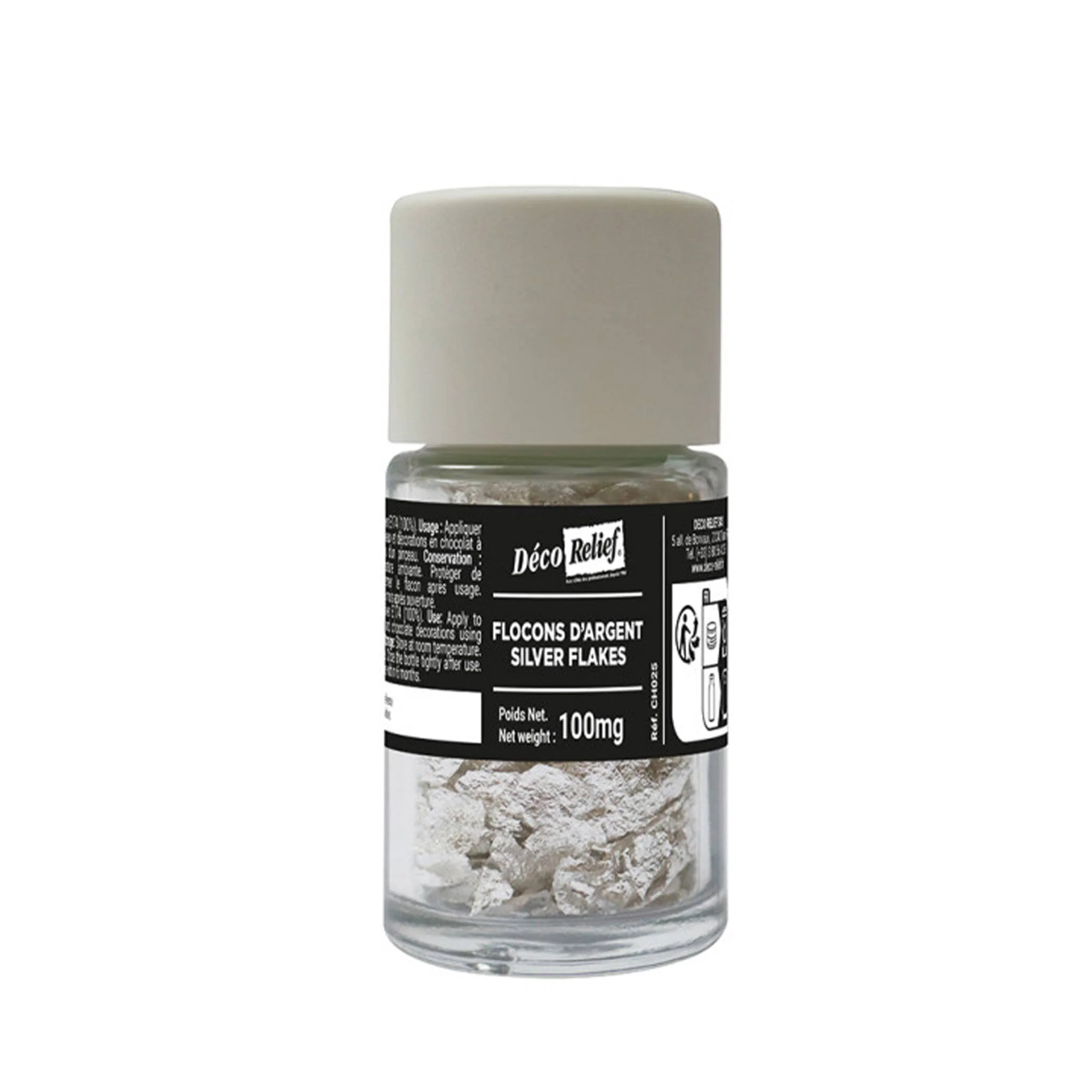 Deco Relief Real Silver Flakes, 100mg