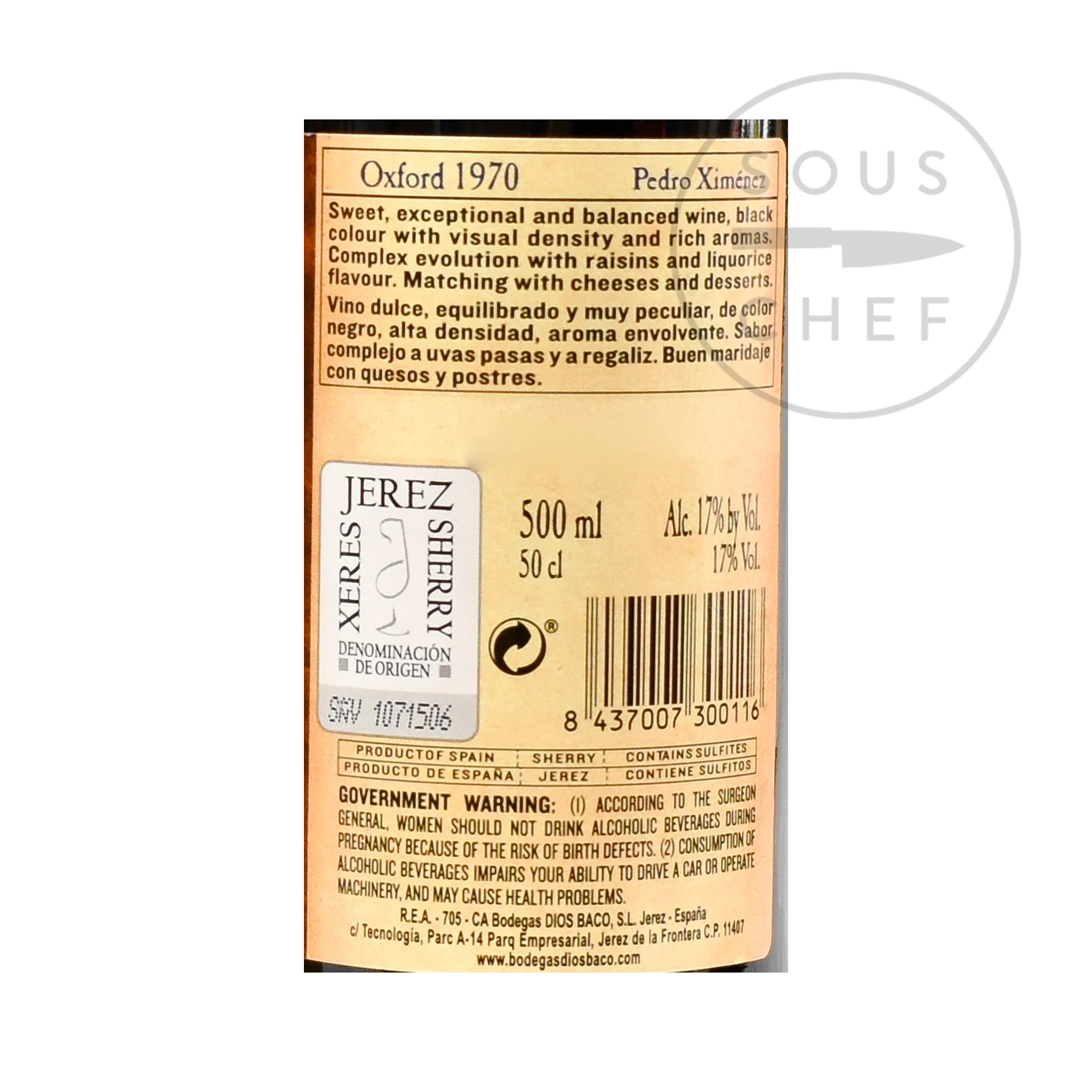 Dios Baco Pedro Ximenez Sherry, 500ml - Image 3