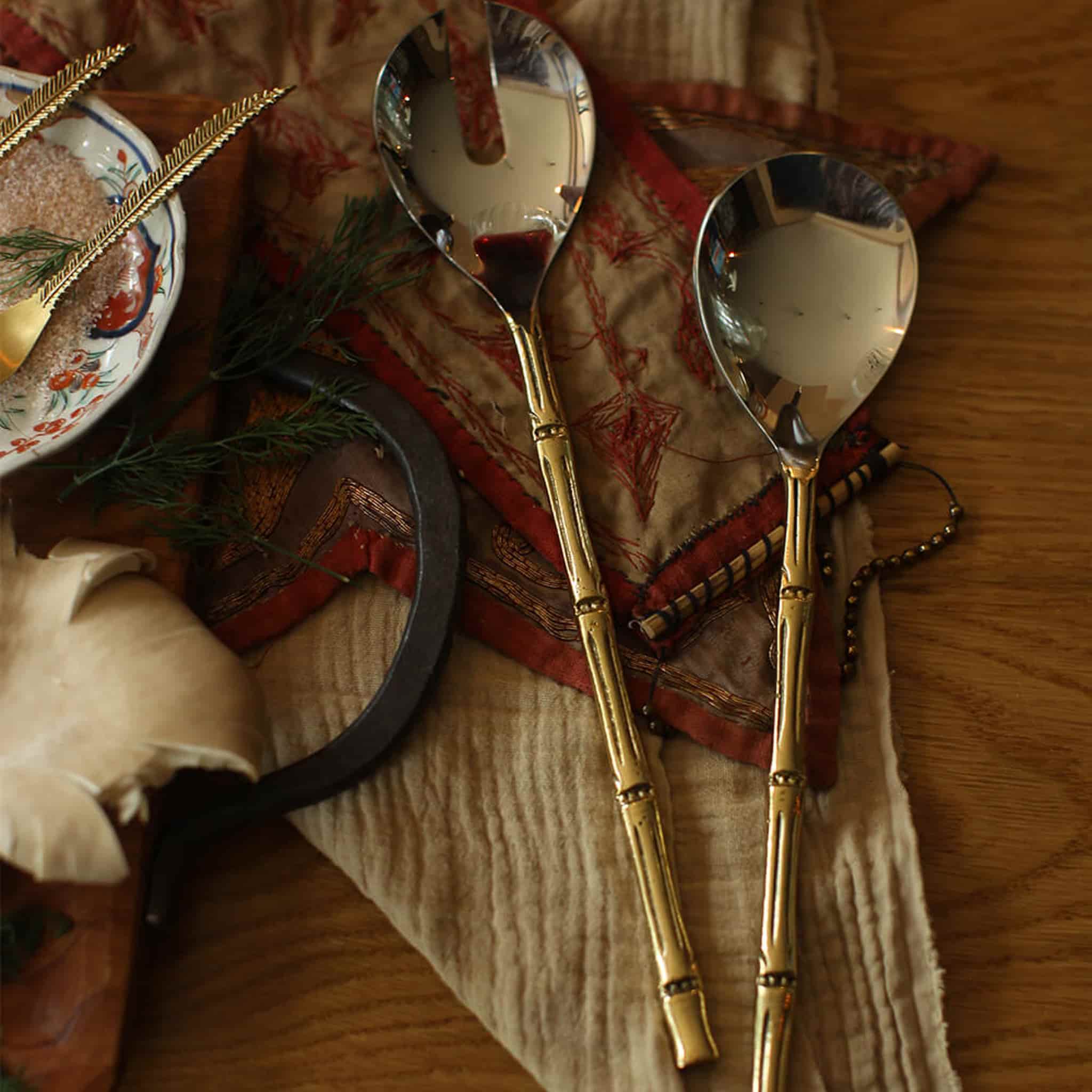 Doing Goods Set of 2 Bodhi Bamboo Salad Server in Giftbox - Image 2