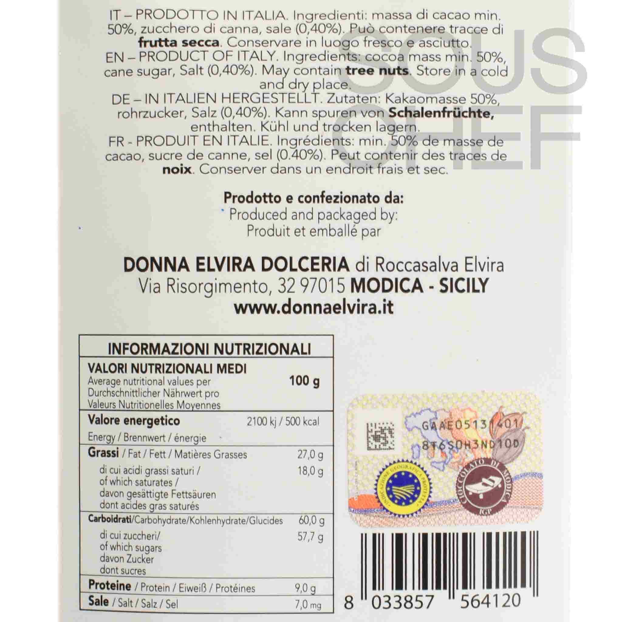 Donna Elvira Salt PGI Modican Chocolate Bar, 70g - Image 2