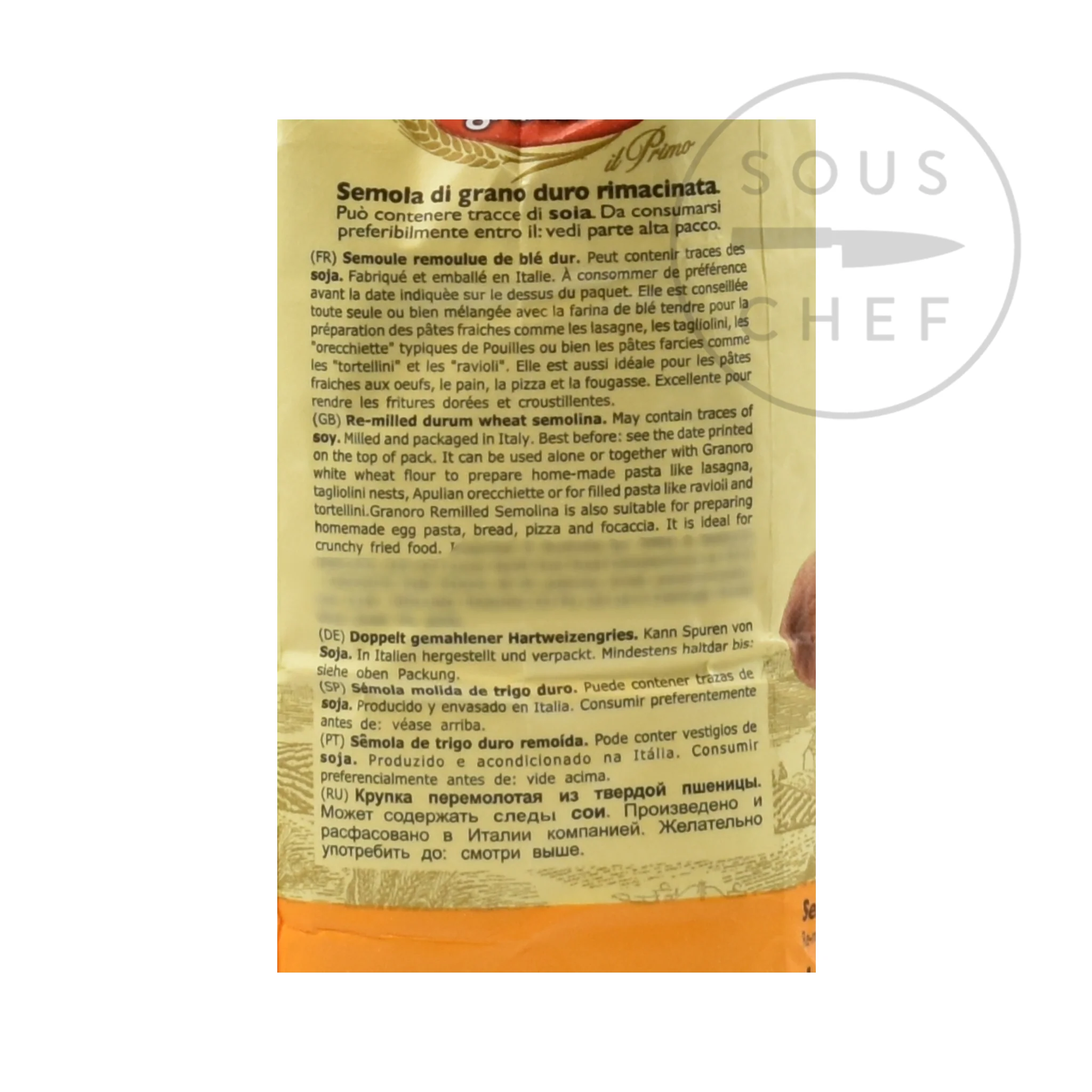 Durum Semolina 'Rimacinata' - Fine Ground Wheat Flour, 1kg - Image 3
