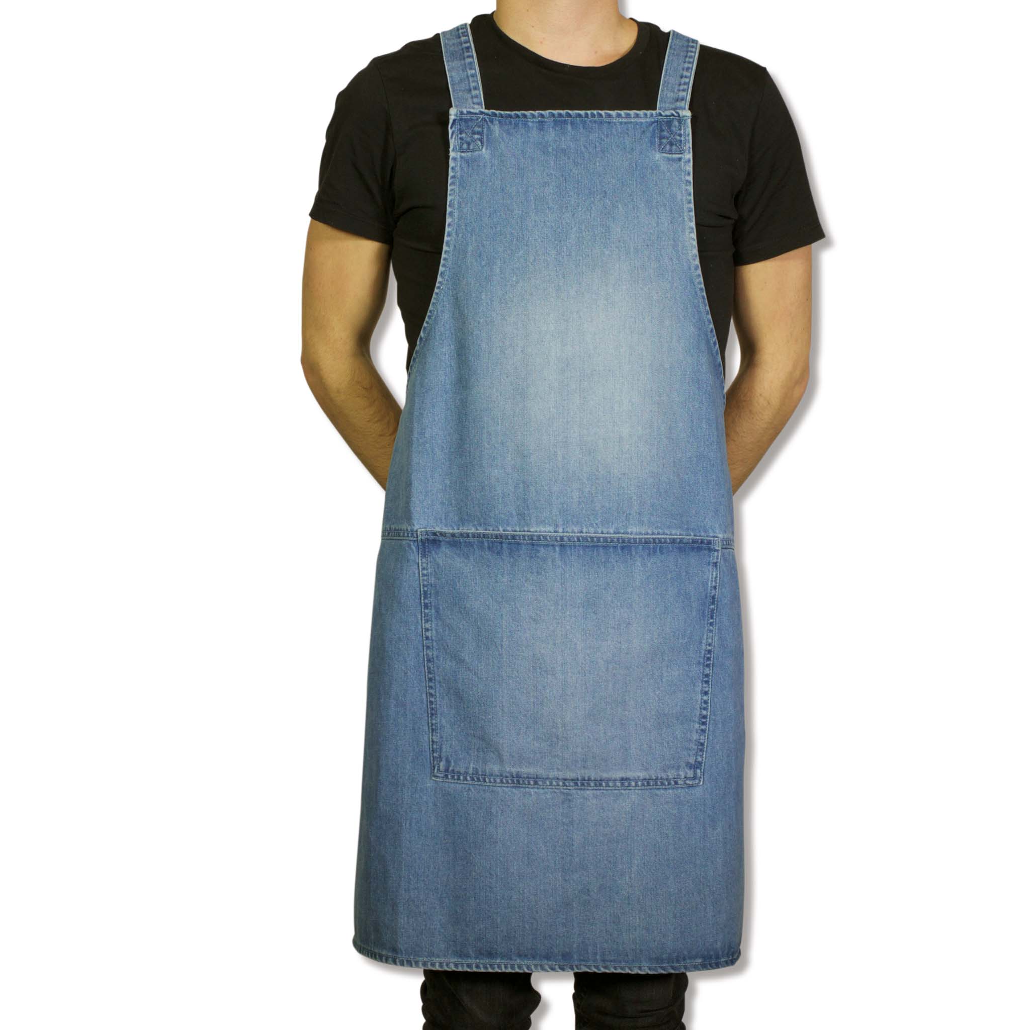 Dutchdeluxes Denim Suspender Apron in Blue - Image 4