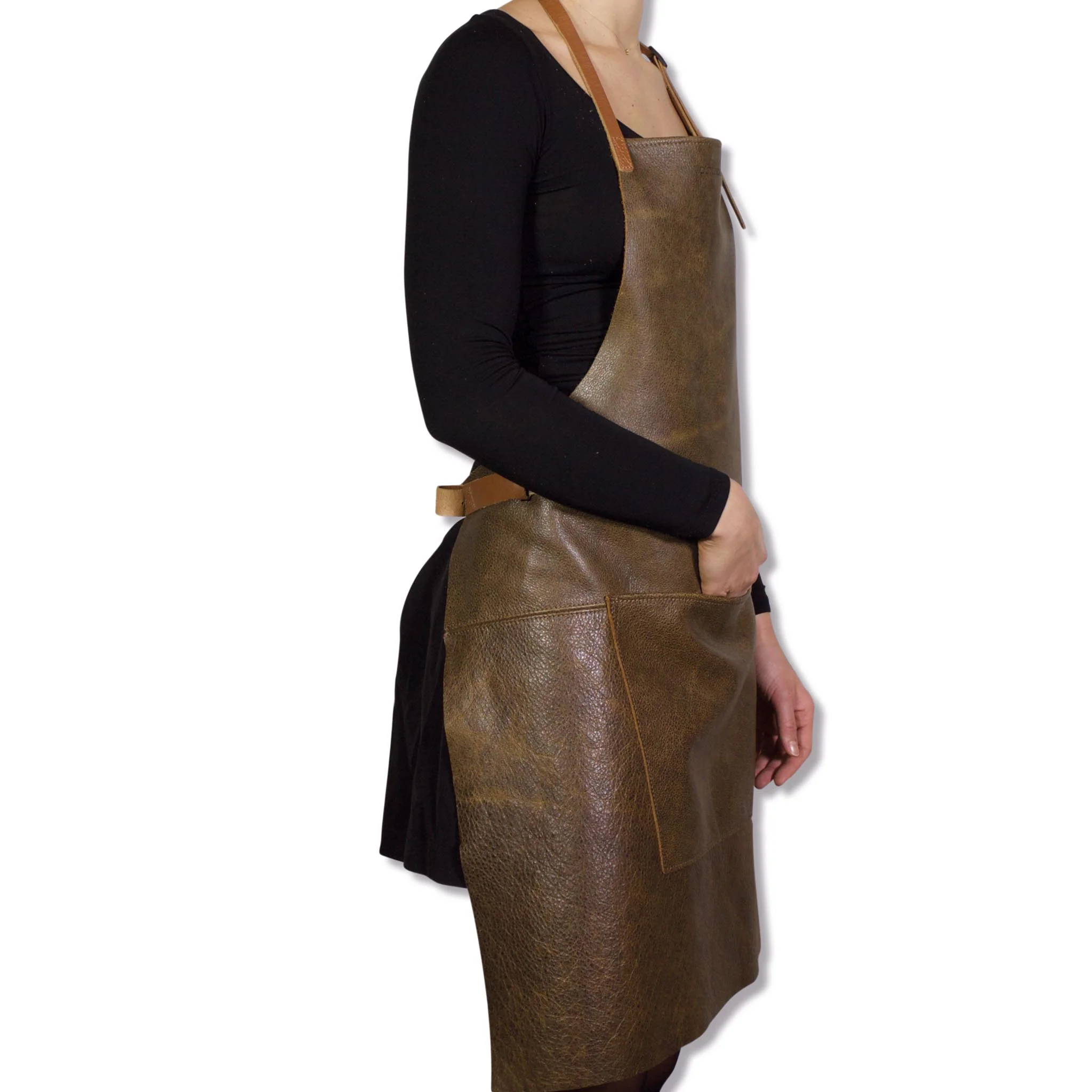 Dutchdeluxes Leather BBQ Apron in Vintage Brown - Image 3