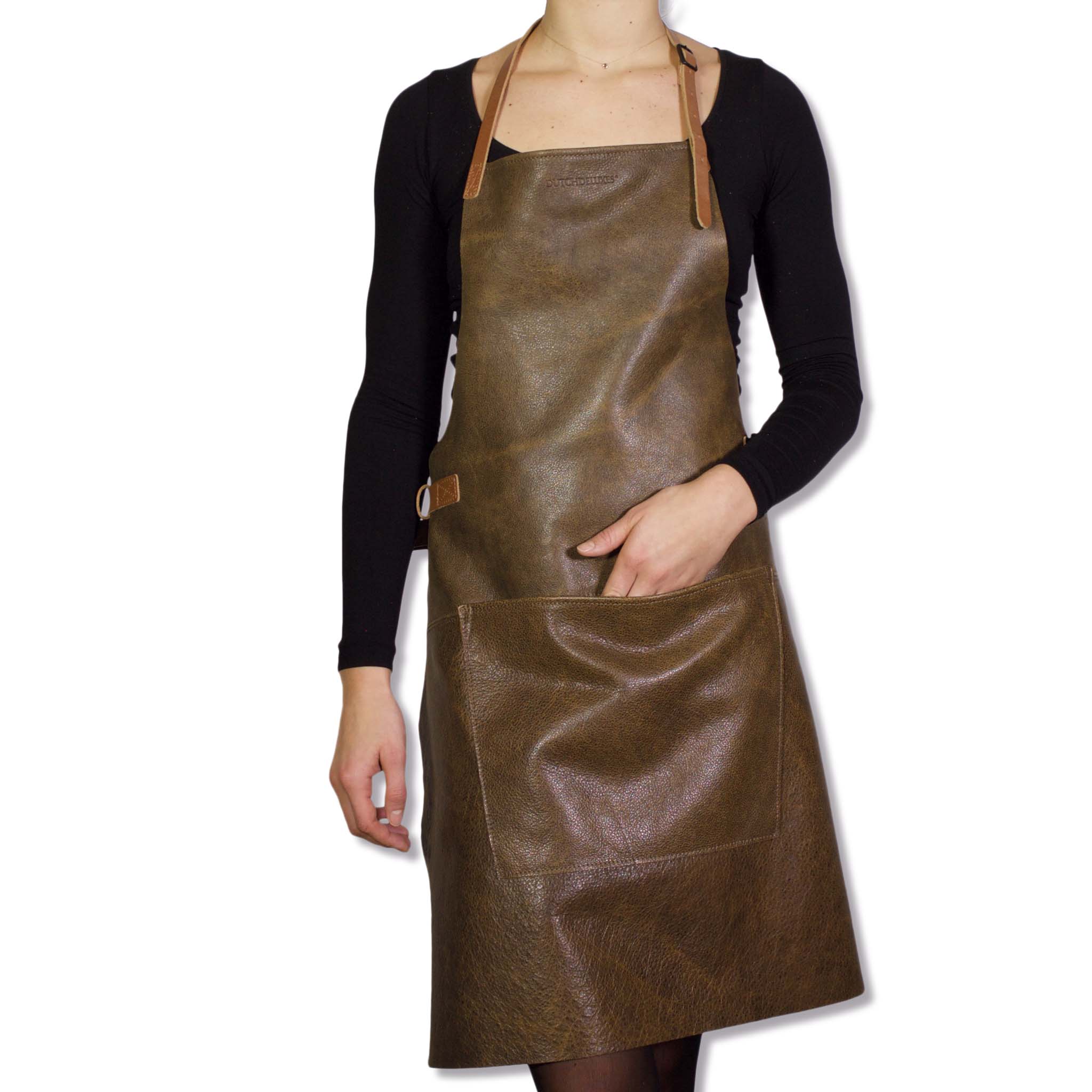 Dutchdeluxes Leather BBQ Apron in Vintage Brown - Image 4