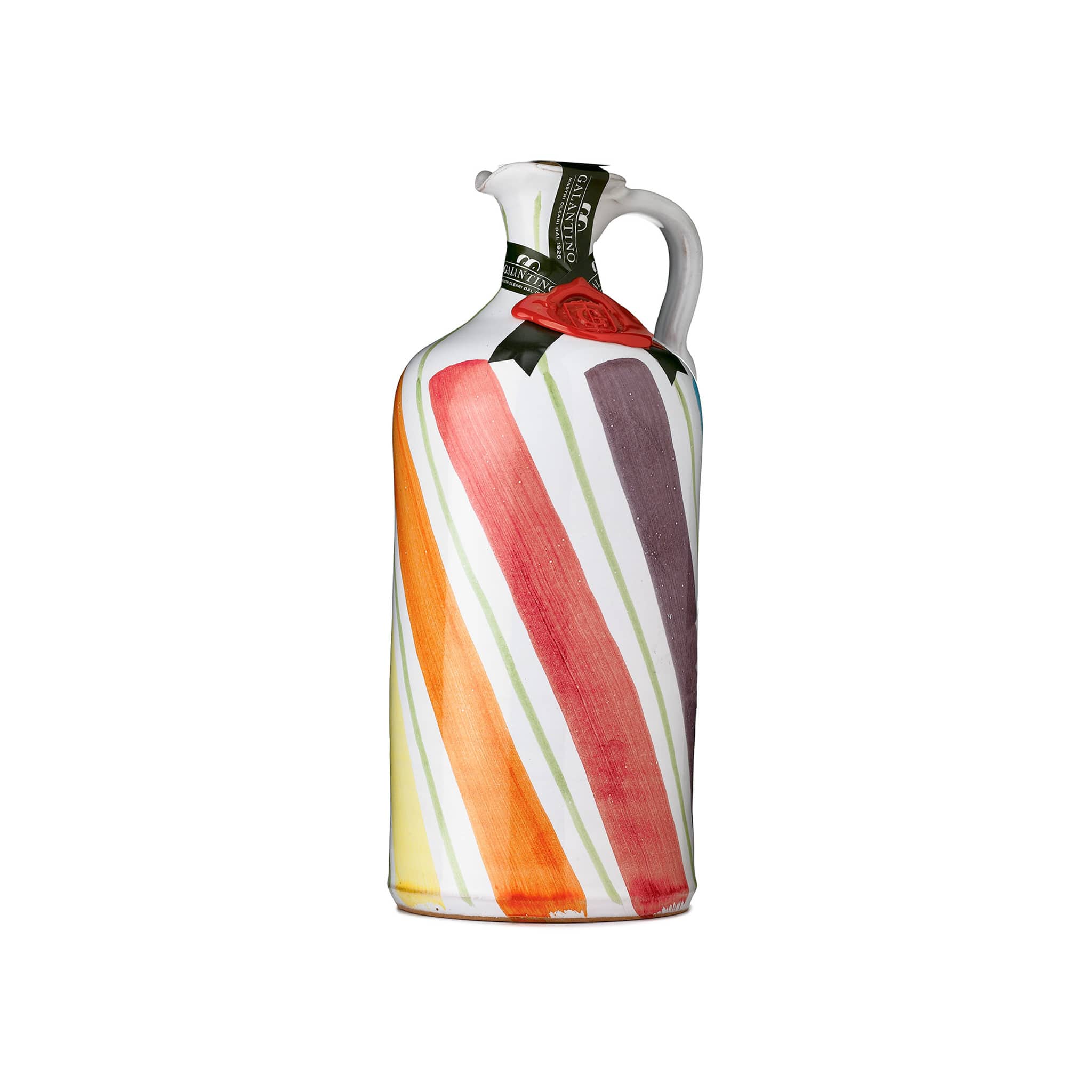 Puglian Extra Virgin Olive Oil in Rainbow Striped Ceramic Bottle, 500ml