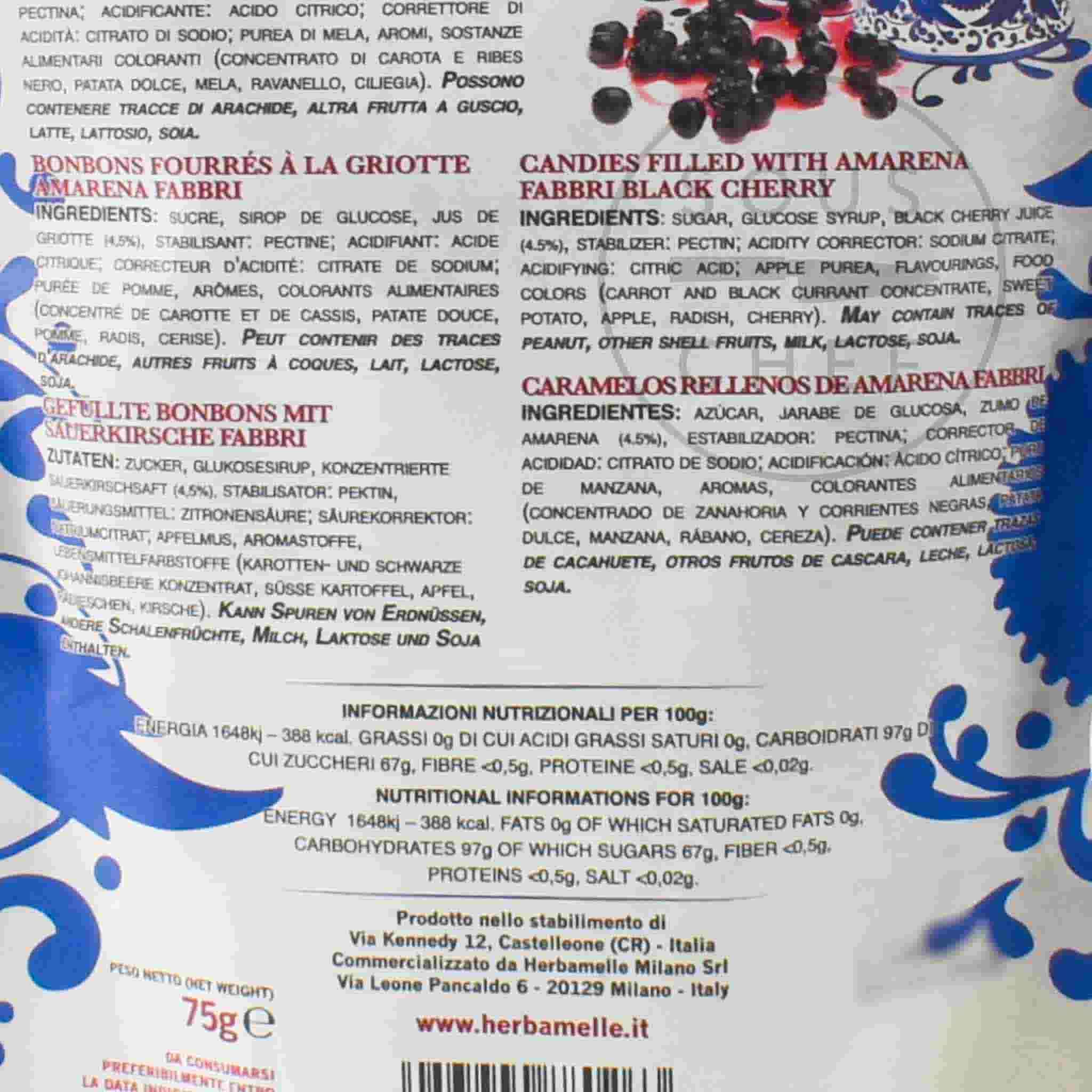 Fabbri Herbamelle Amarena Cherry Sweets, 75g - Image 3