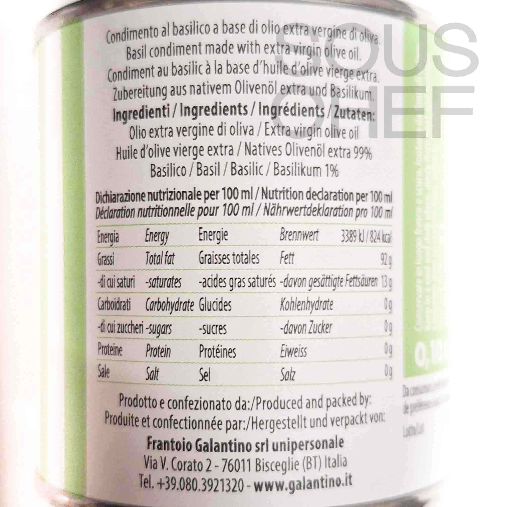 Galantino Puglian Basil Extra Virgin Olive Oil, 100ml - Image 2