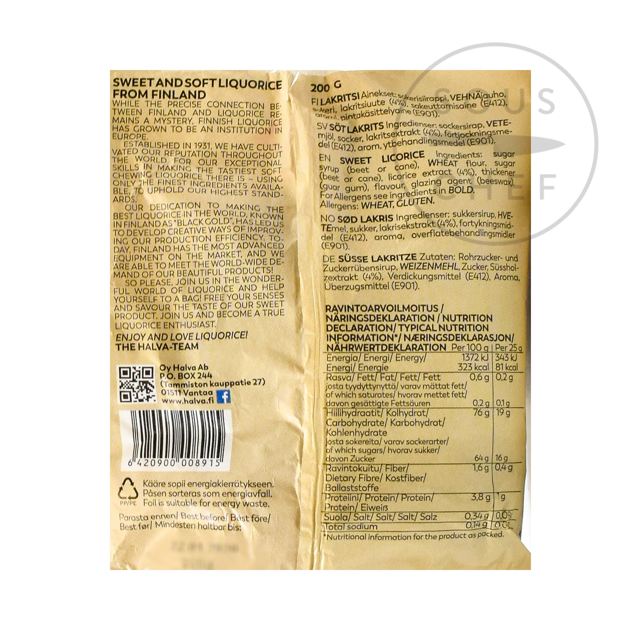 Halva Finnish Soft Eating Licorice Bag, 200g - Image 2