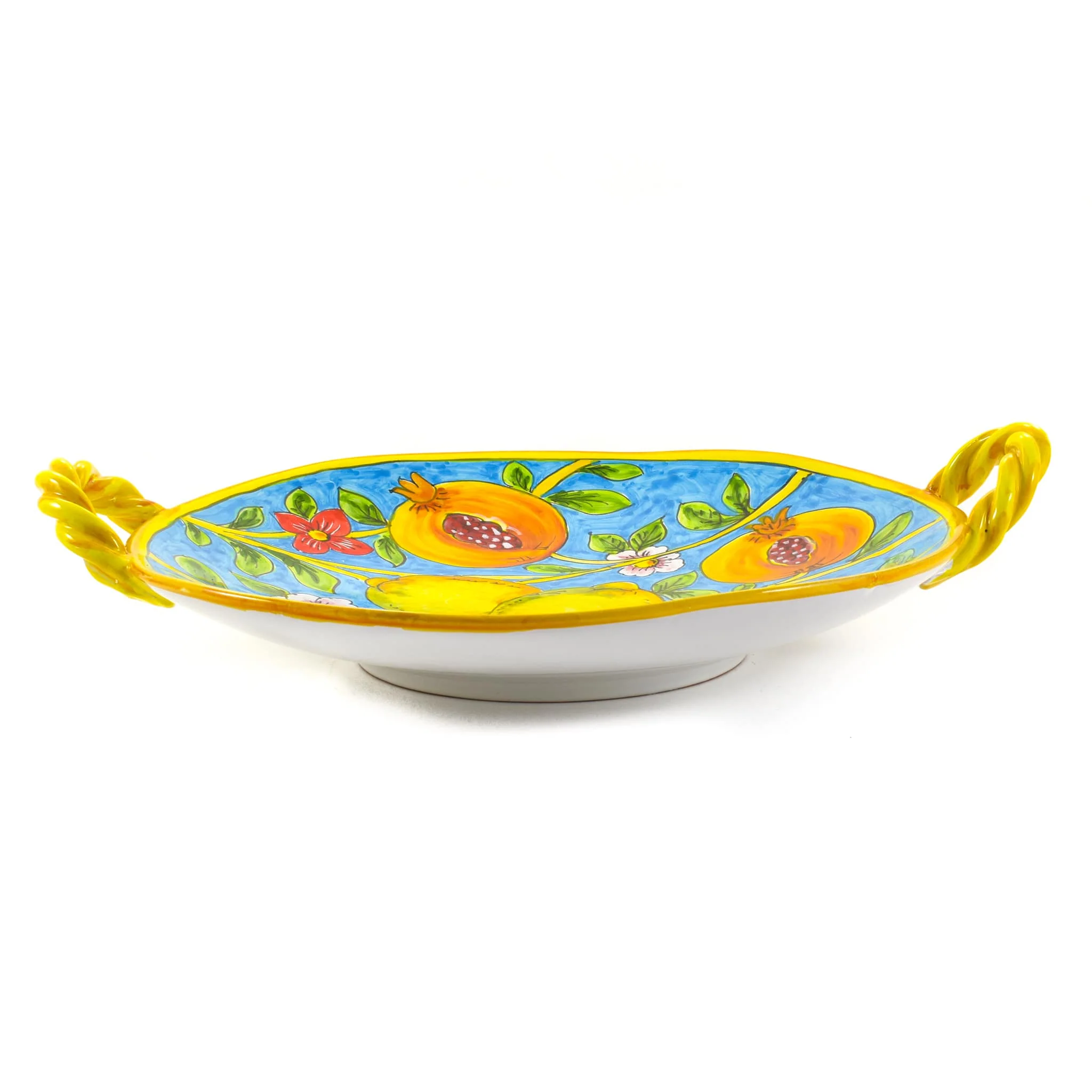 Hand Painted Centrepiece Dish - Pomegranates & Lemons, 35cm - Image 2