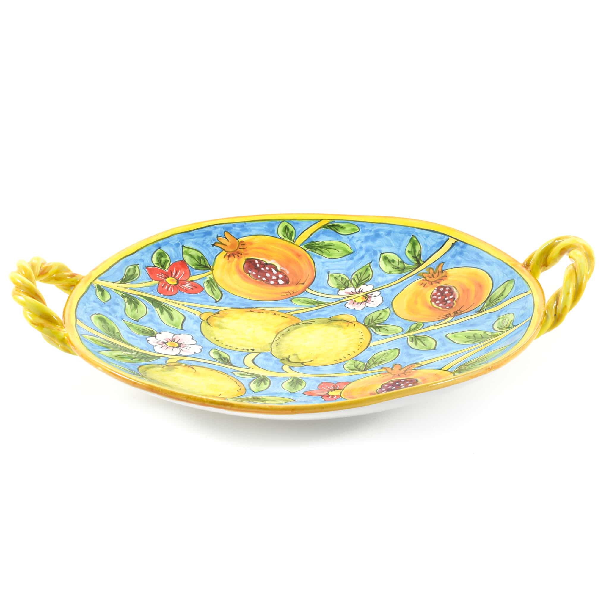 Hand Painted Centrepiece Dish - Pomegranates & Lemons, 35cm - Image 3