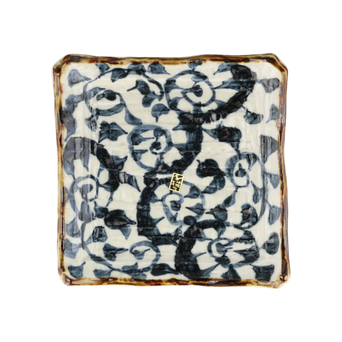 Hand Painted Karakusa Square Plate, 22cm - Image 2