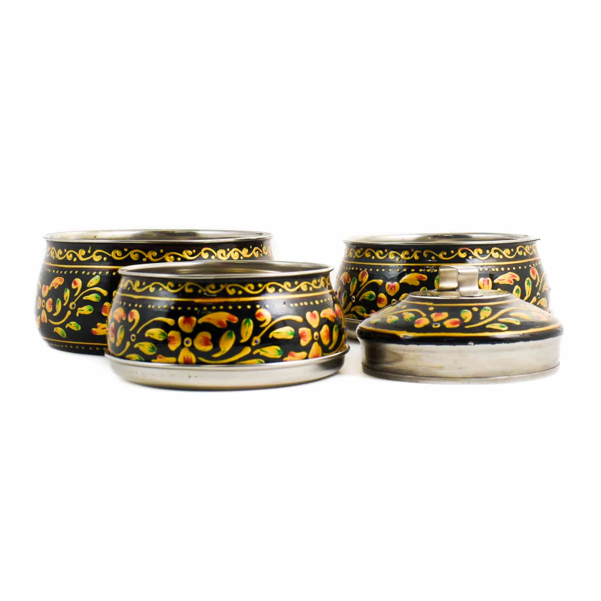 Hand Painted Three Tier Black Tiffin Tin, 1.5 Litre - Image 5