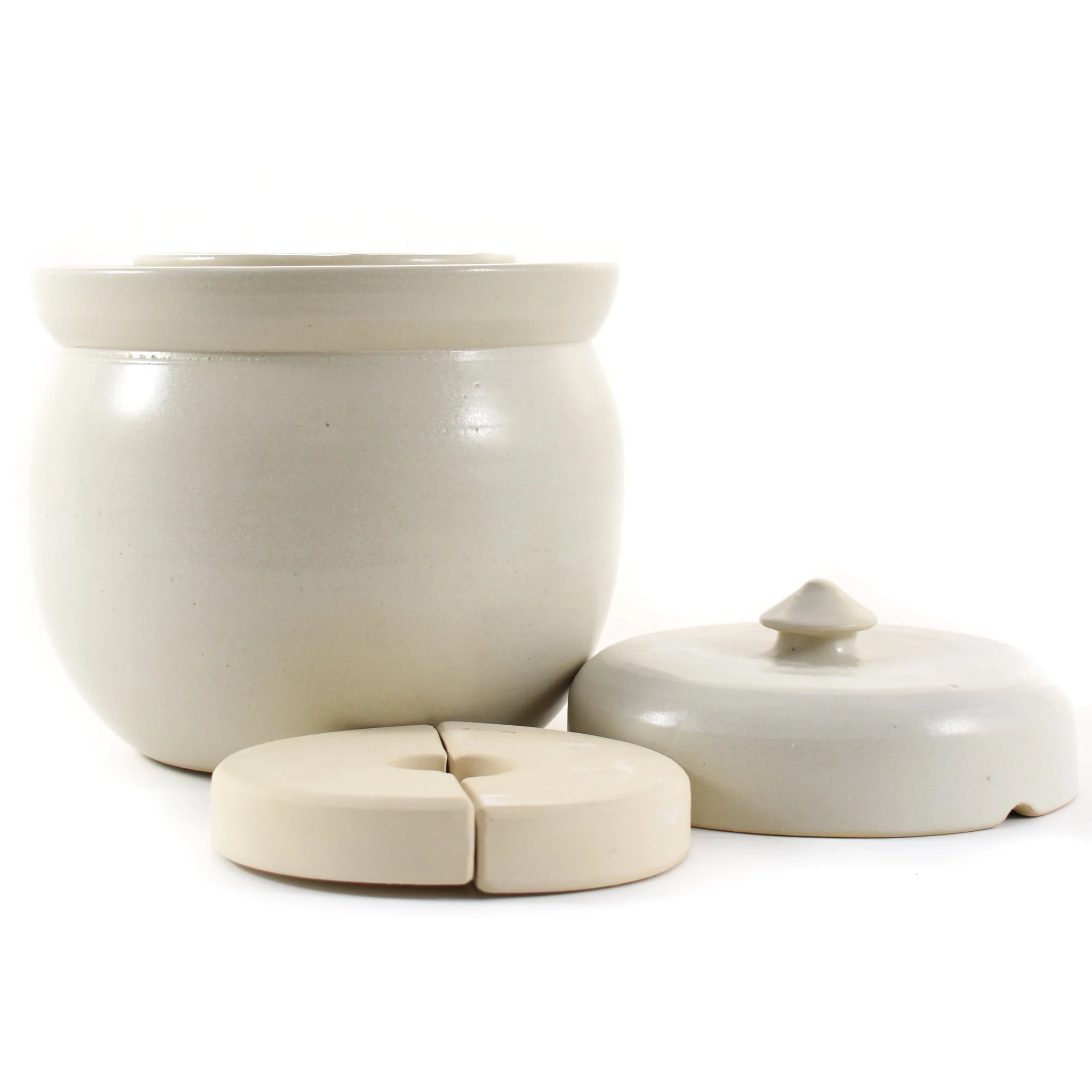 Handmade Stoneware Fermenting Crock in White 2 litre - Image 2