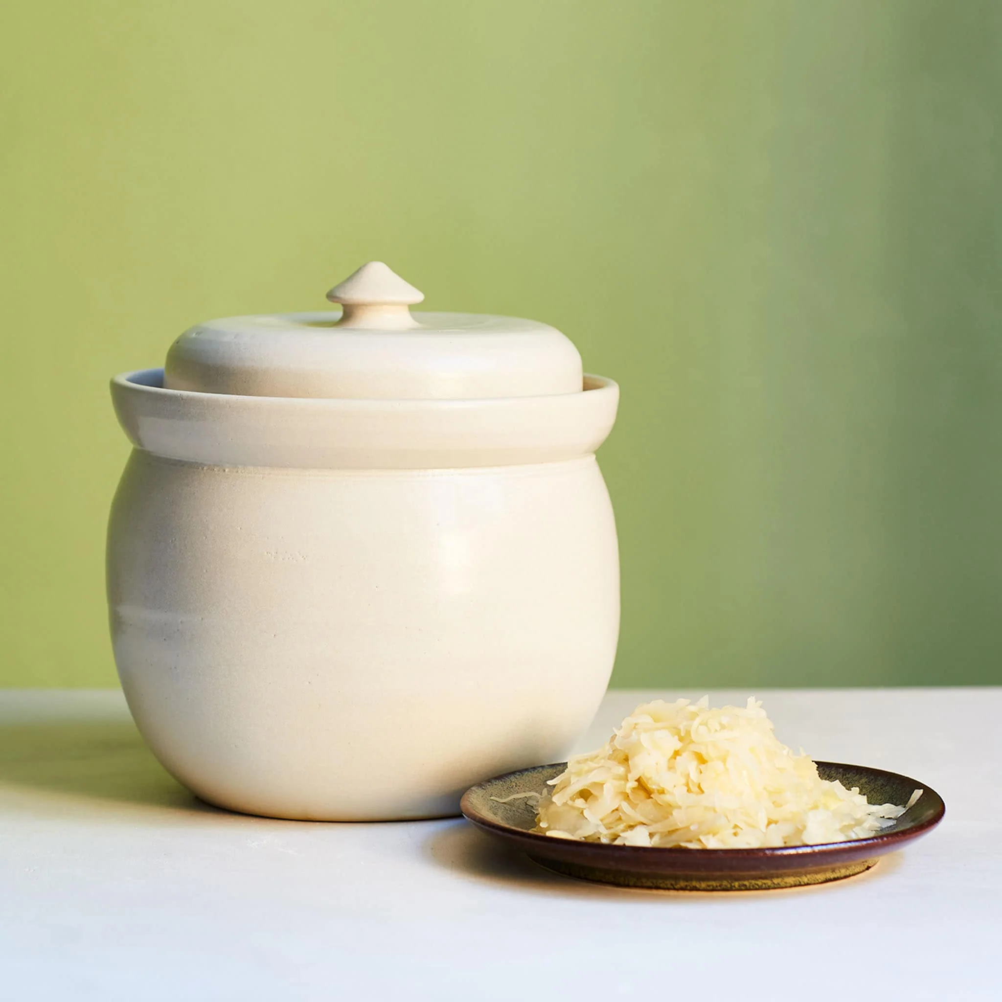 Handmade Stoneware Fermenting Crock in White 2 litre - Image 3