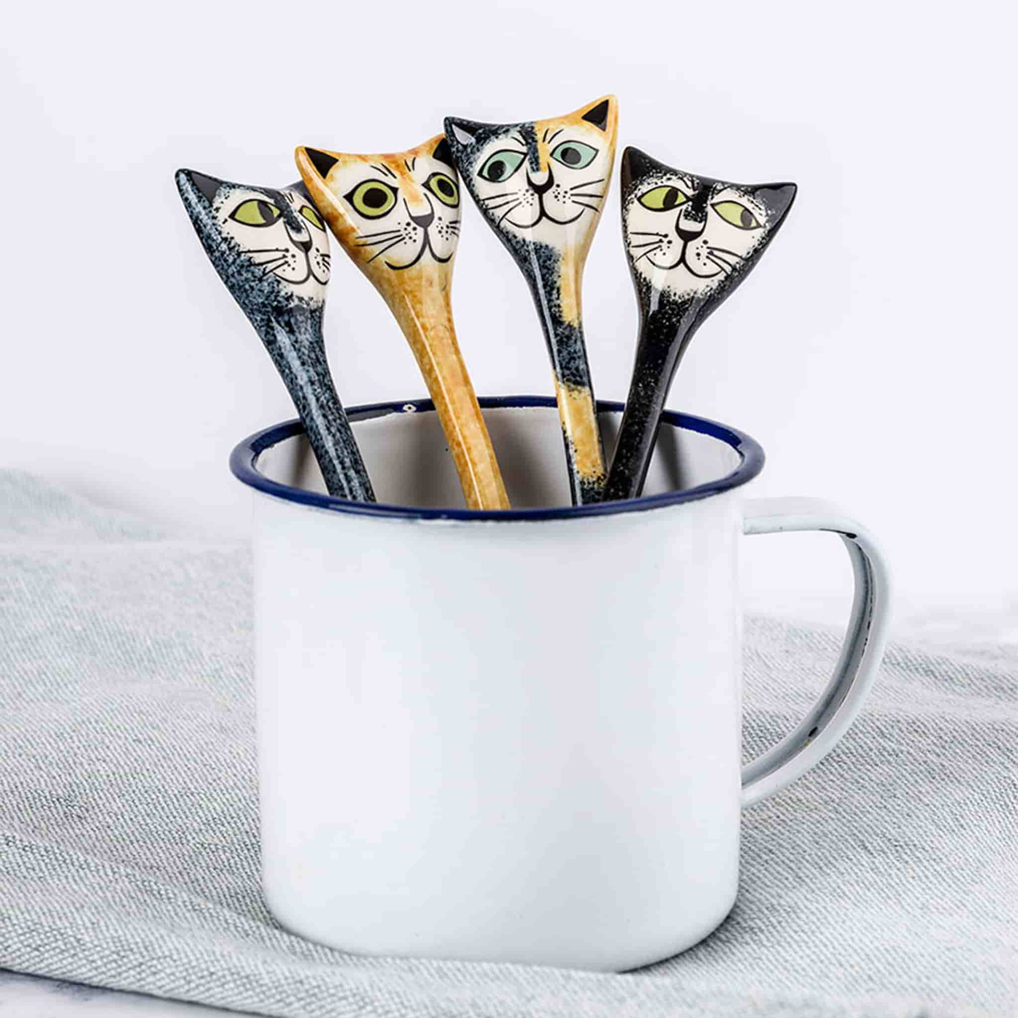 Hannah Turner Set of 4 Cat Spoons, 13cm - Image 2