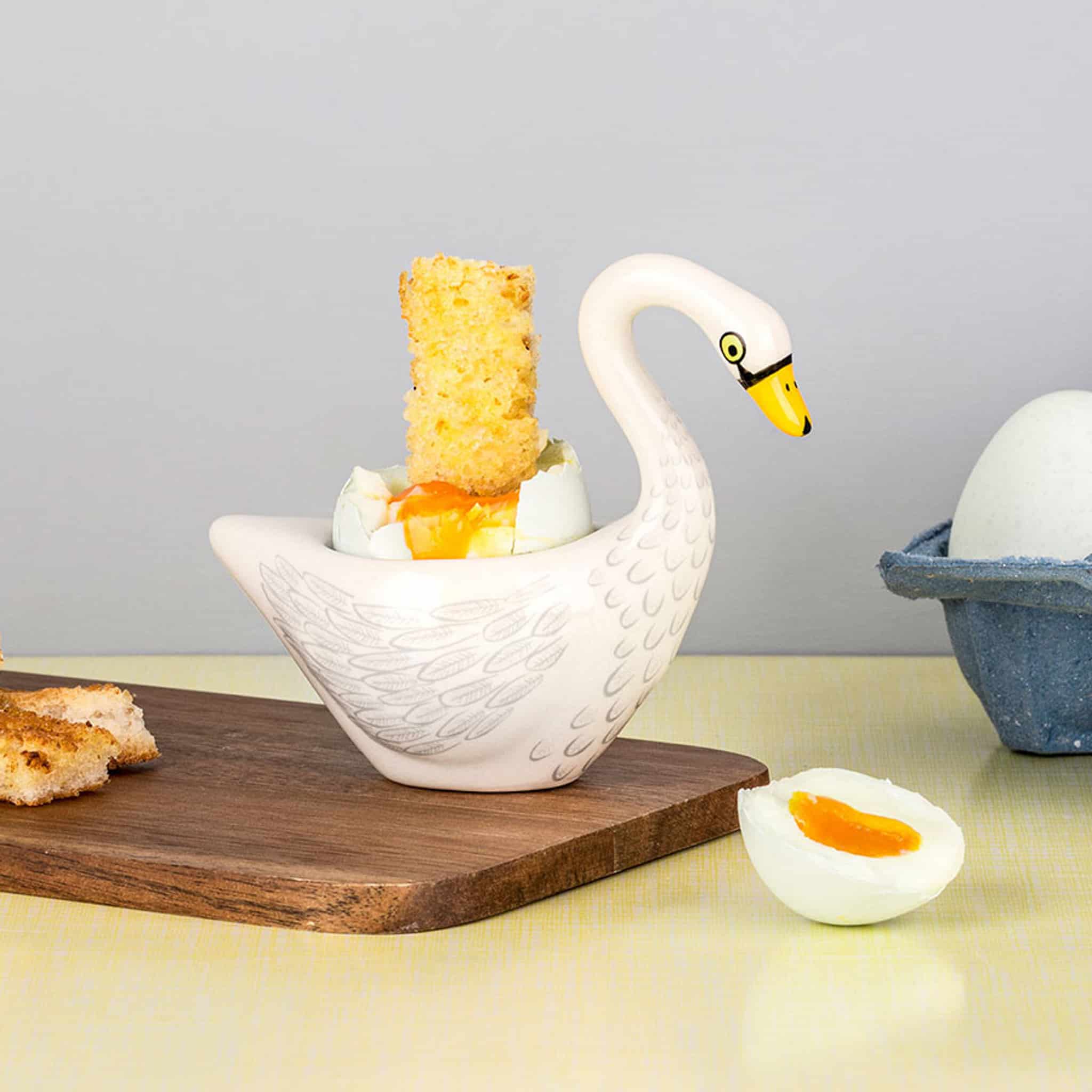 Hannah Turner White Swan Egg Cup, 8cm - Image 2